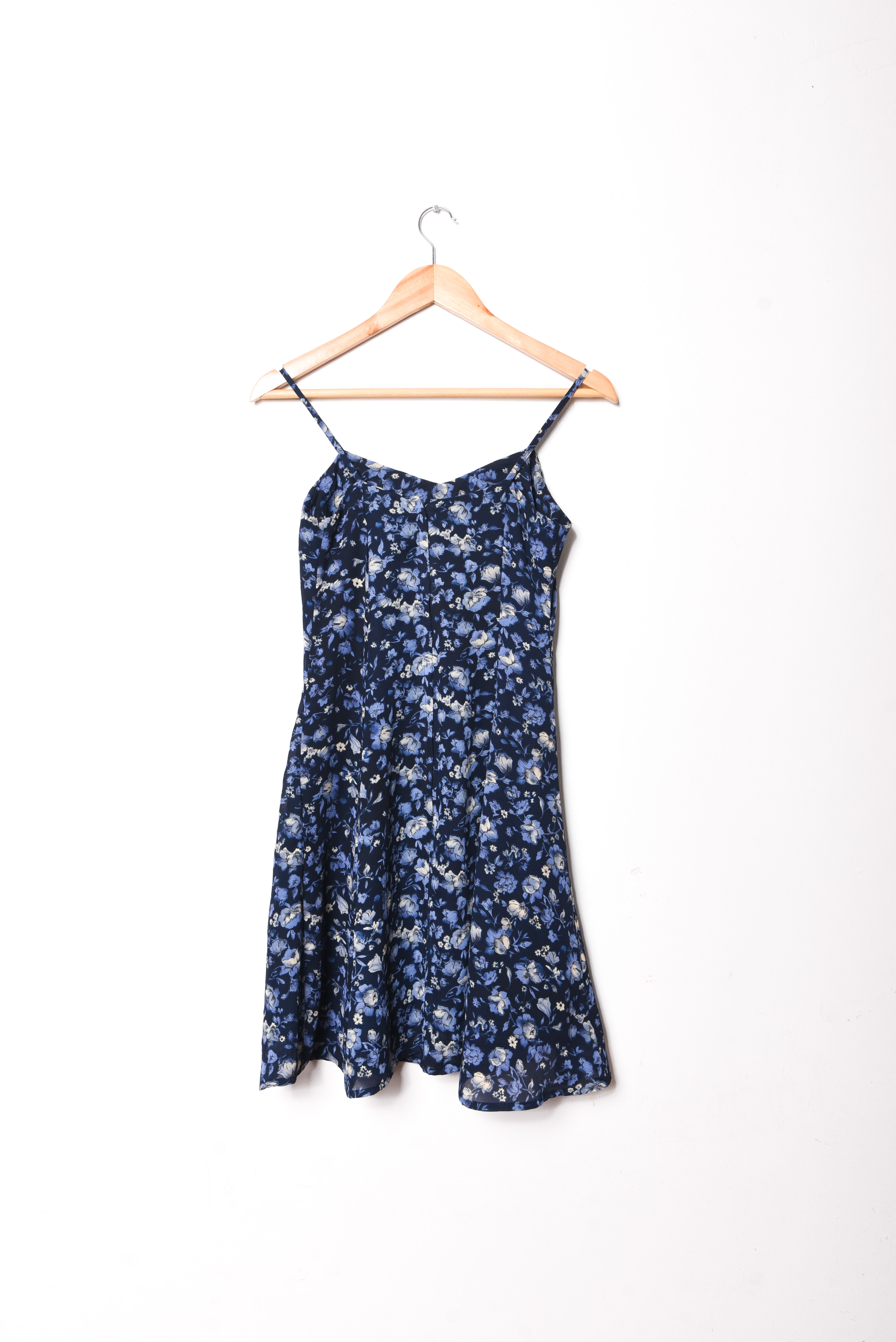 Vestido azul solera floral 90s
