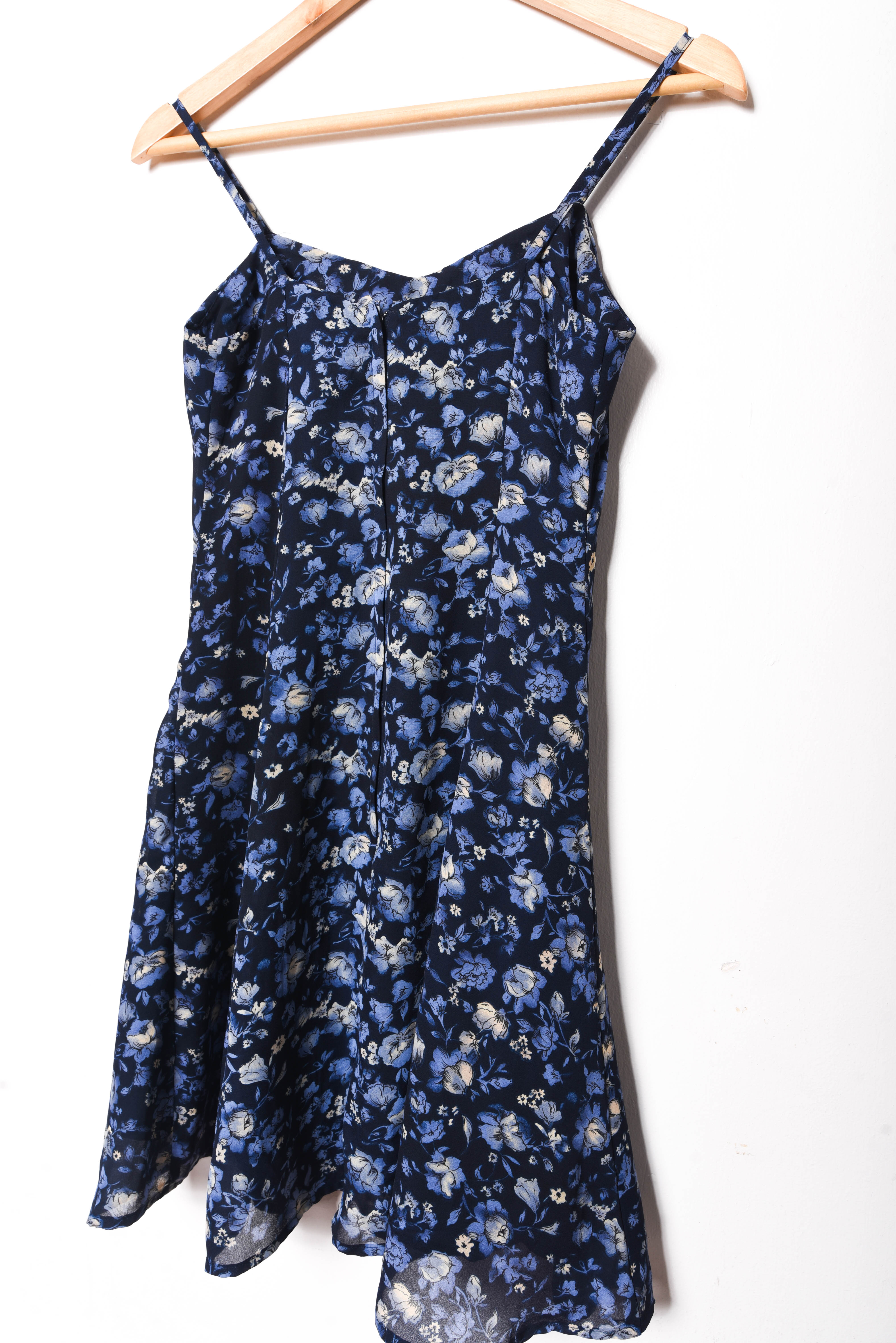 Vestido azul solera floral 90s