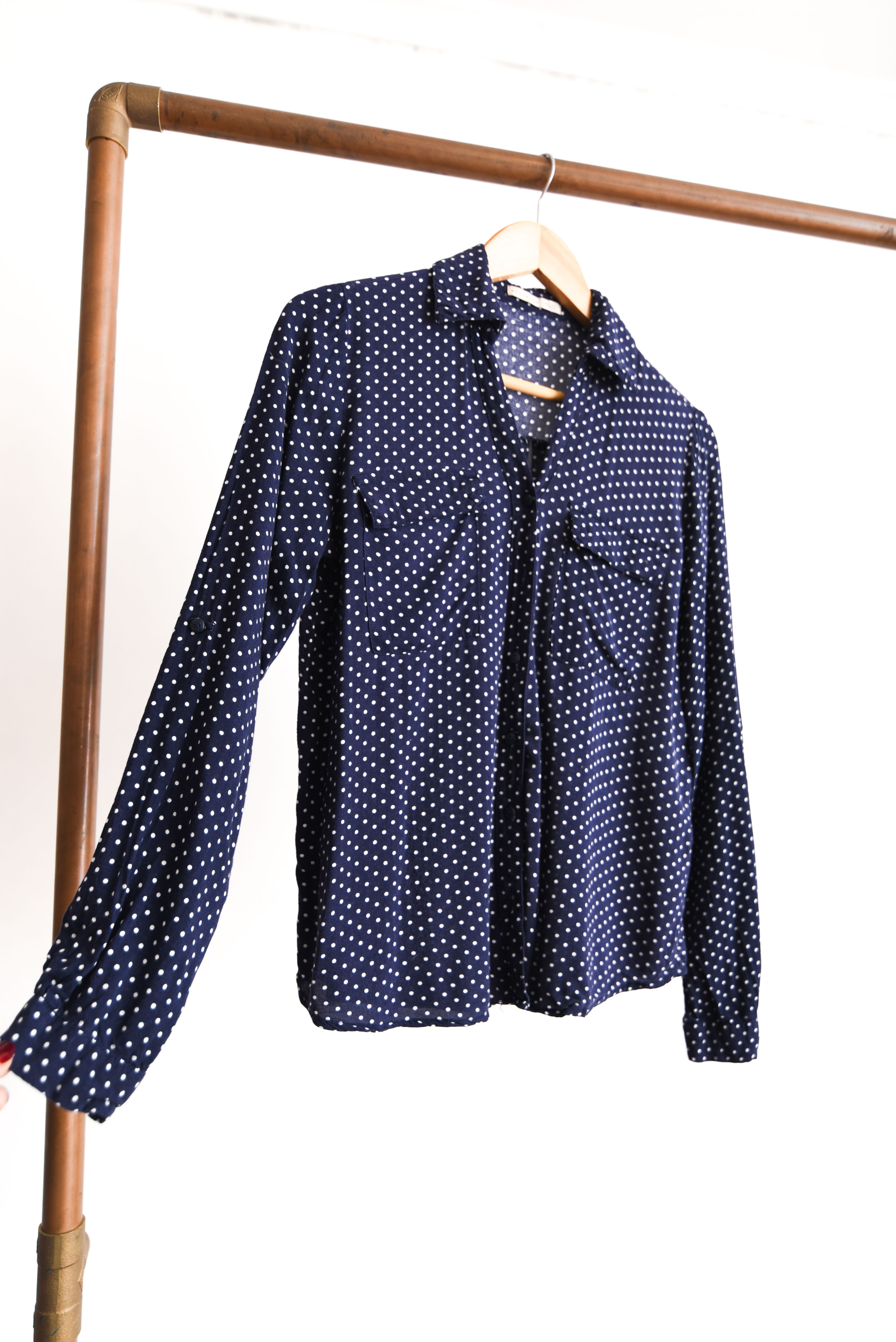 Camisa navy polka dots