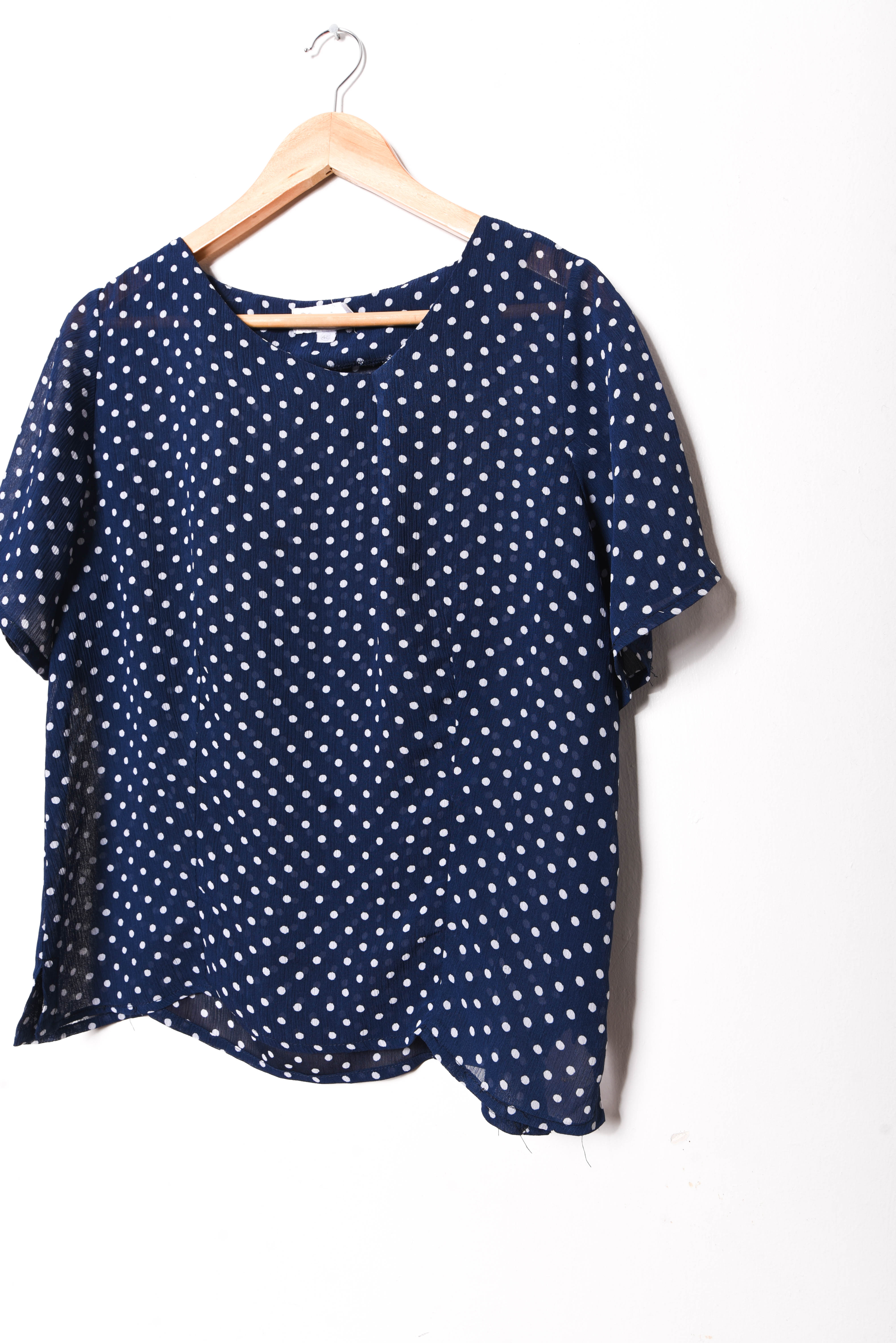 Blusa azulina polka dots vntg made in Chile