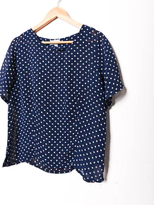 Blusa azulina polka dots vntg made in Chile