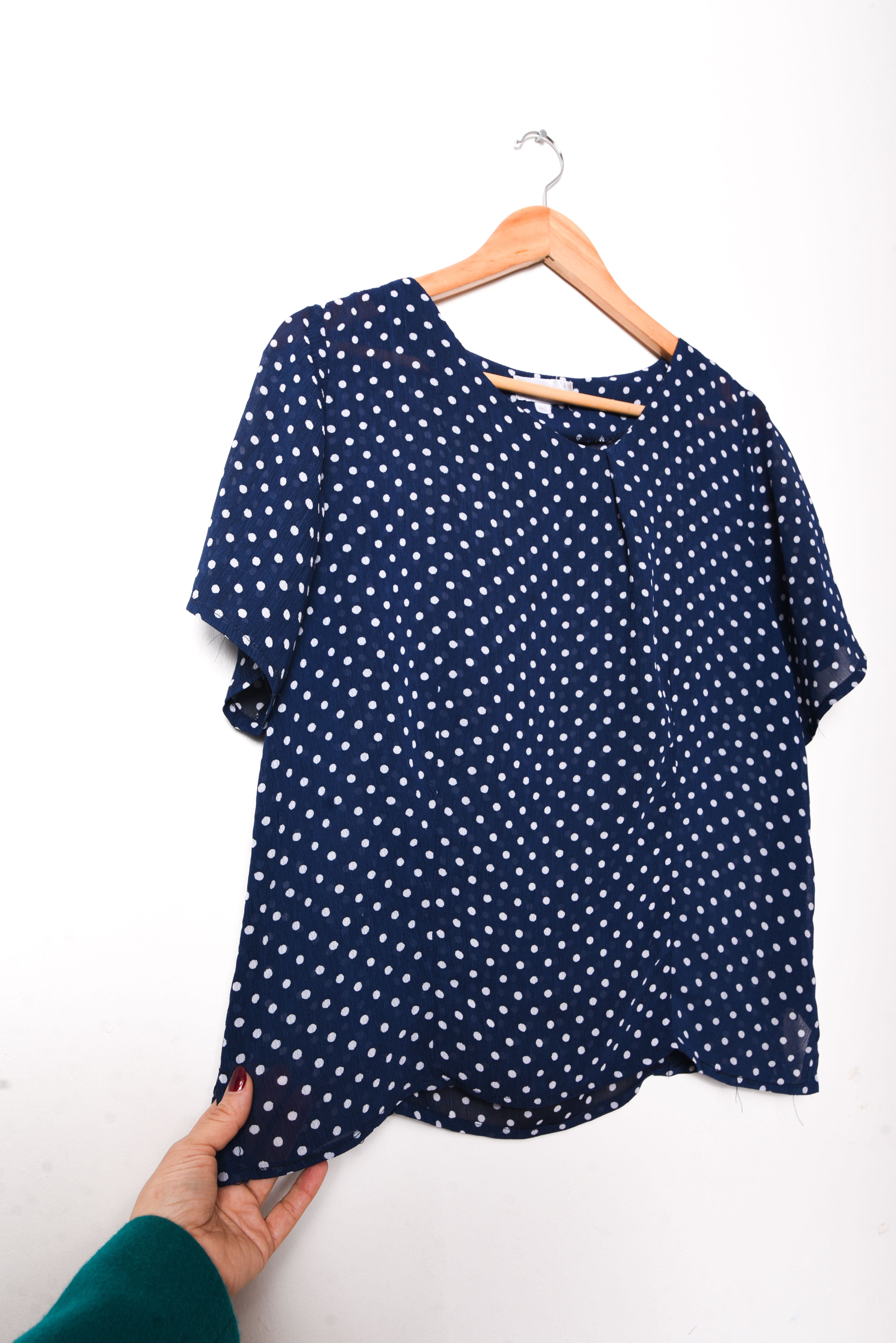 Blusa azulina polka dots vntg made in Chile