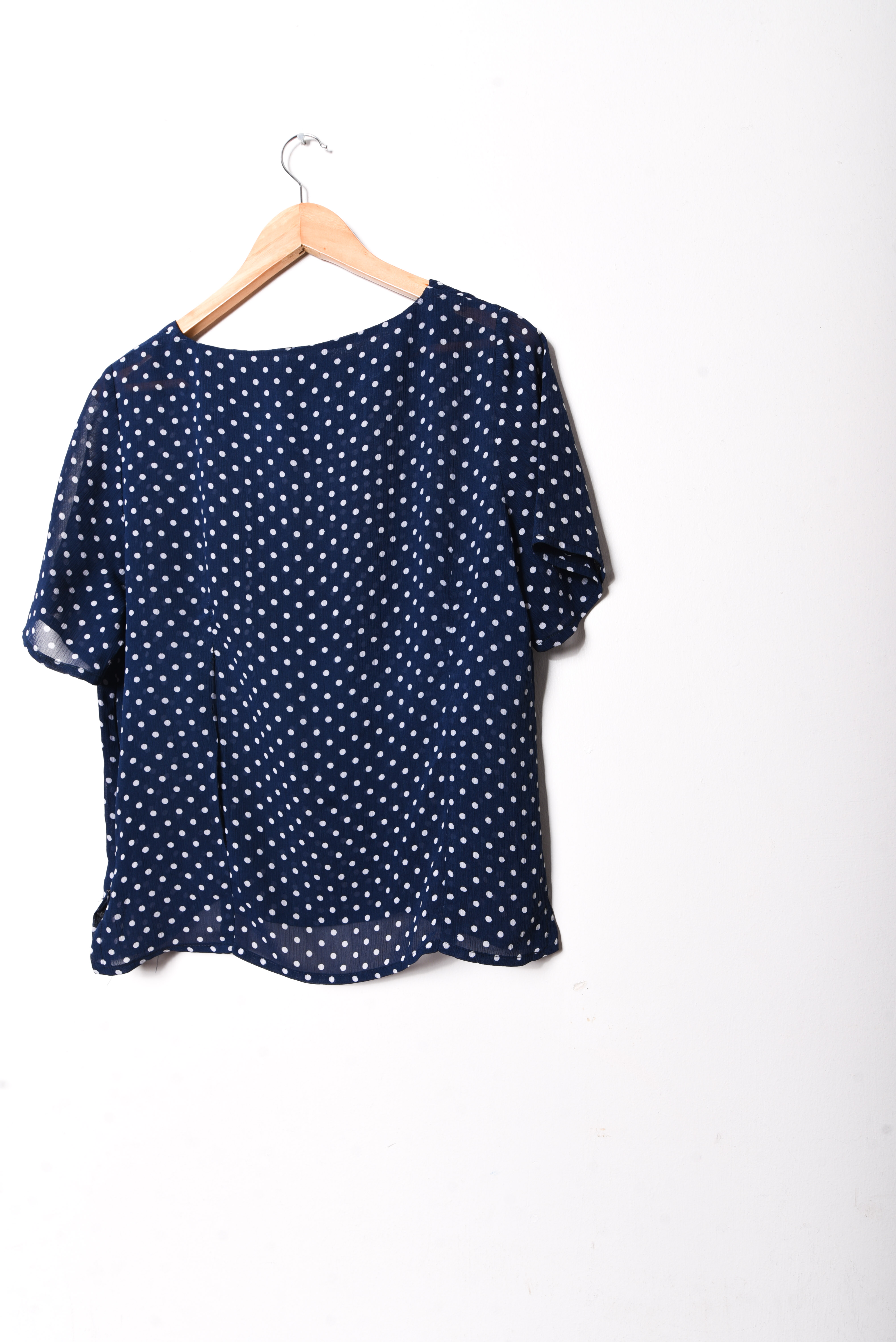Blusa azulina polka dots vntg made in Chile
