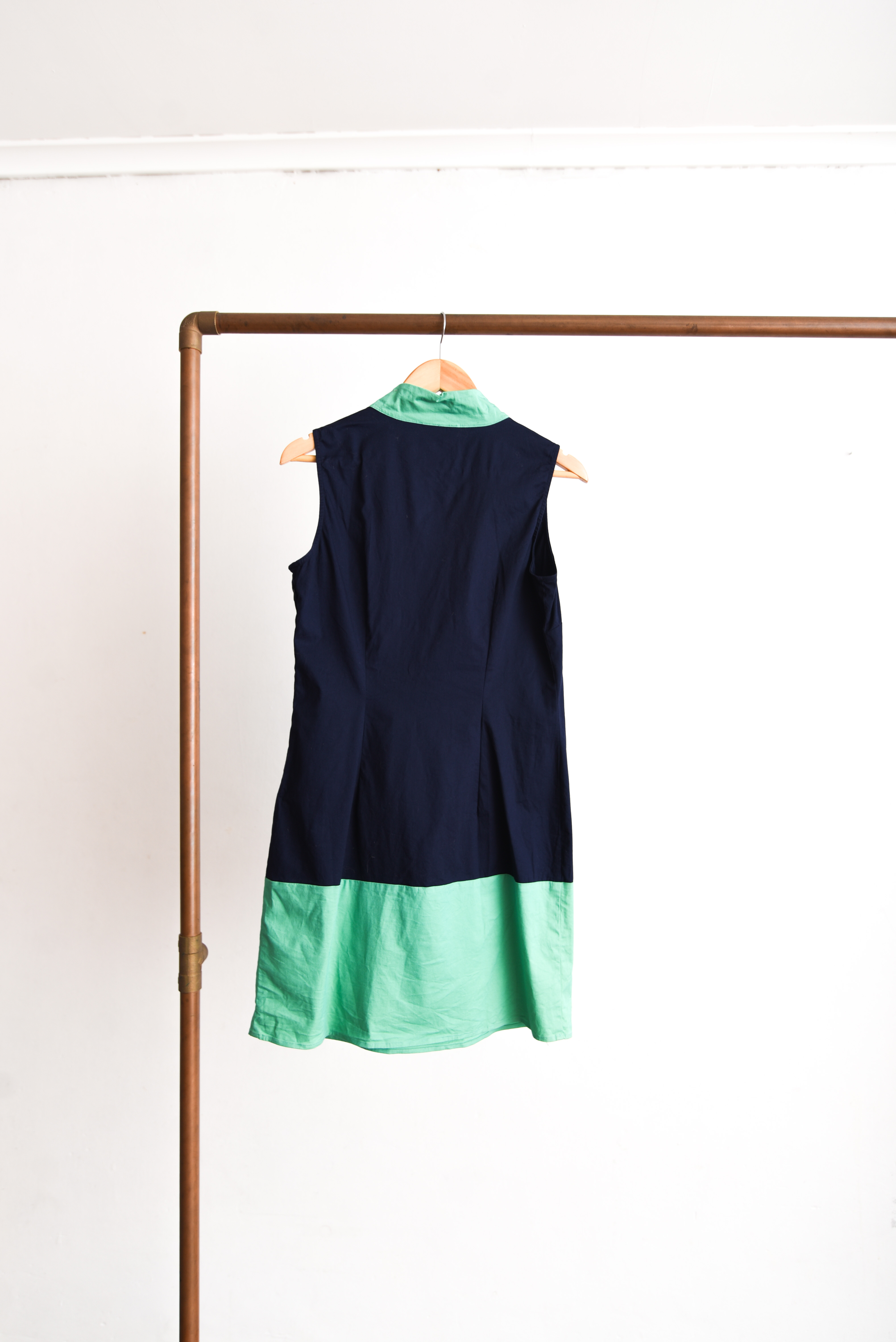 Vestido bicolor navy green