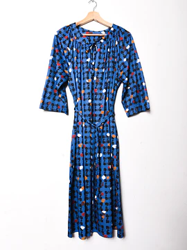 Vestido azulino 80s pata de gallo