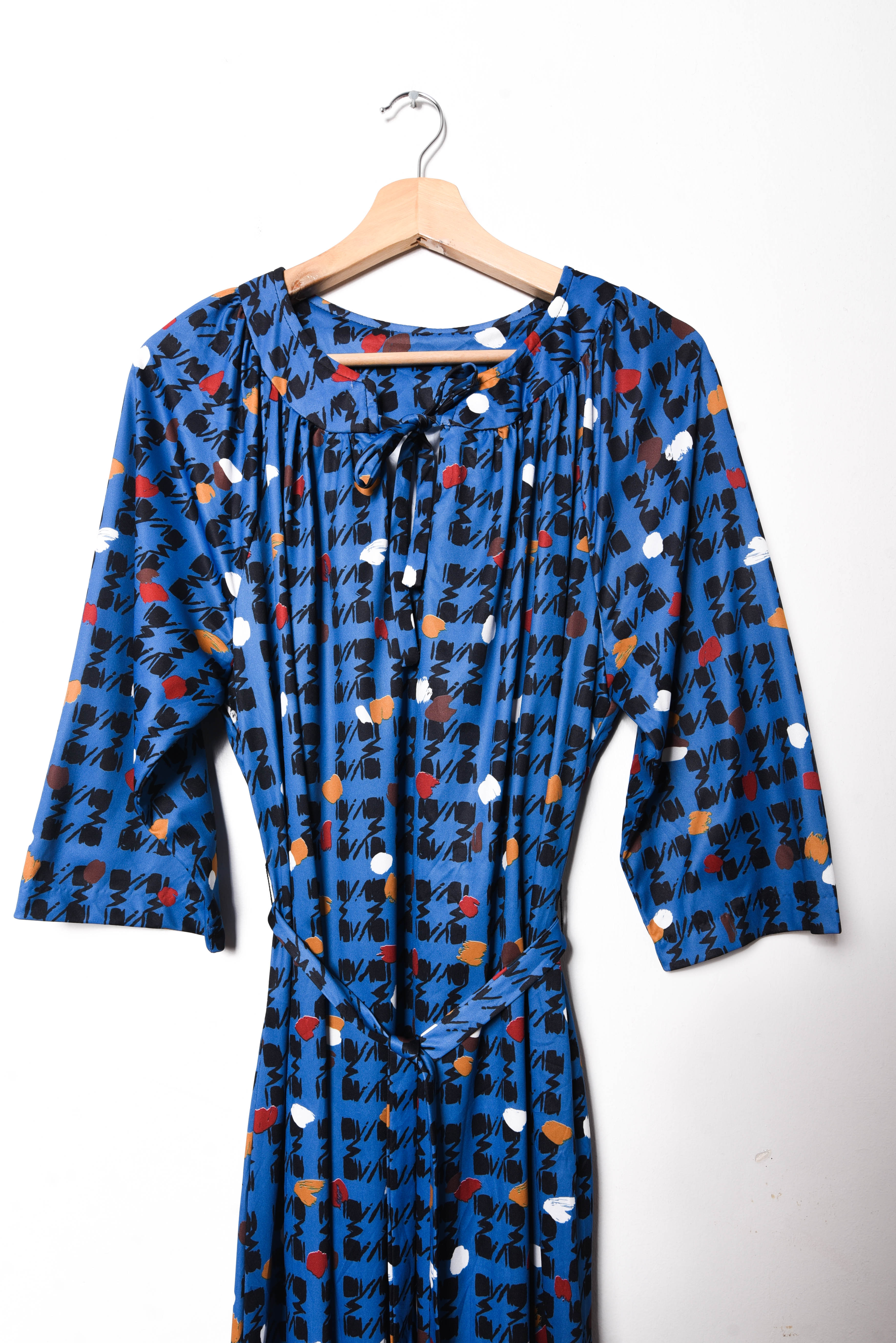 Vestido azulino 80s pata de gallo