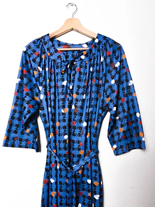 Vestido azulino 80s pata de gallo