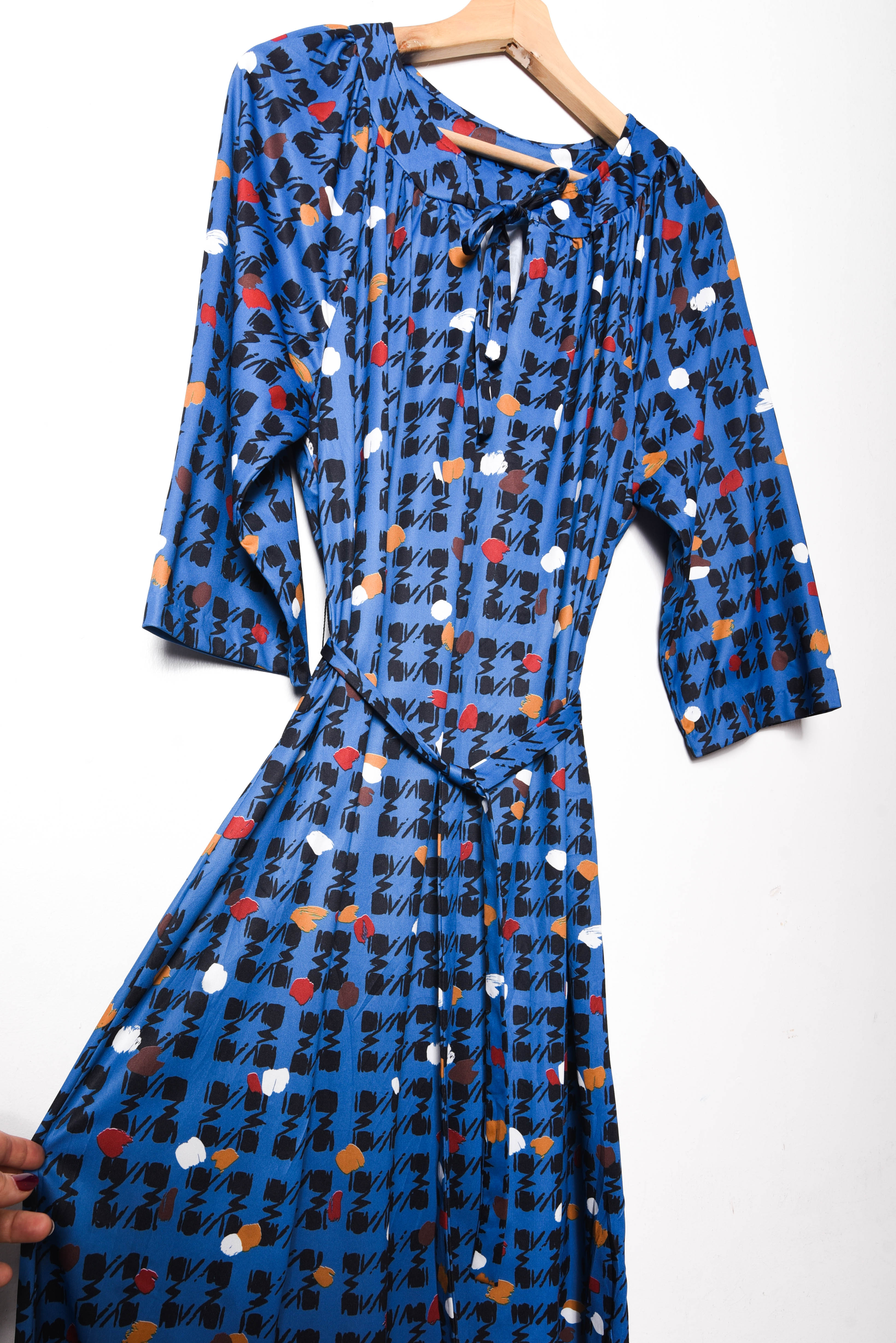 Vestido azulino 80s pata de gallo