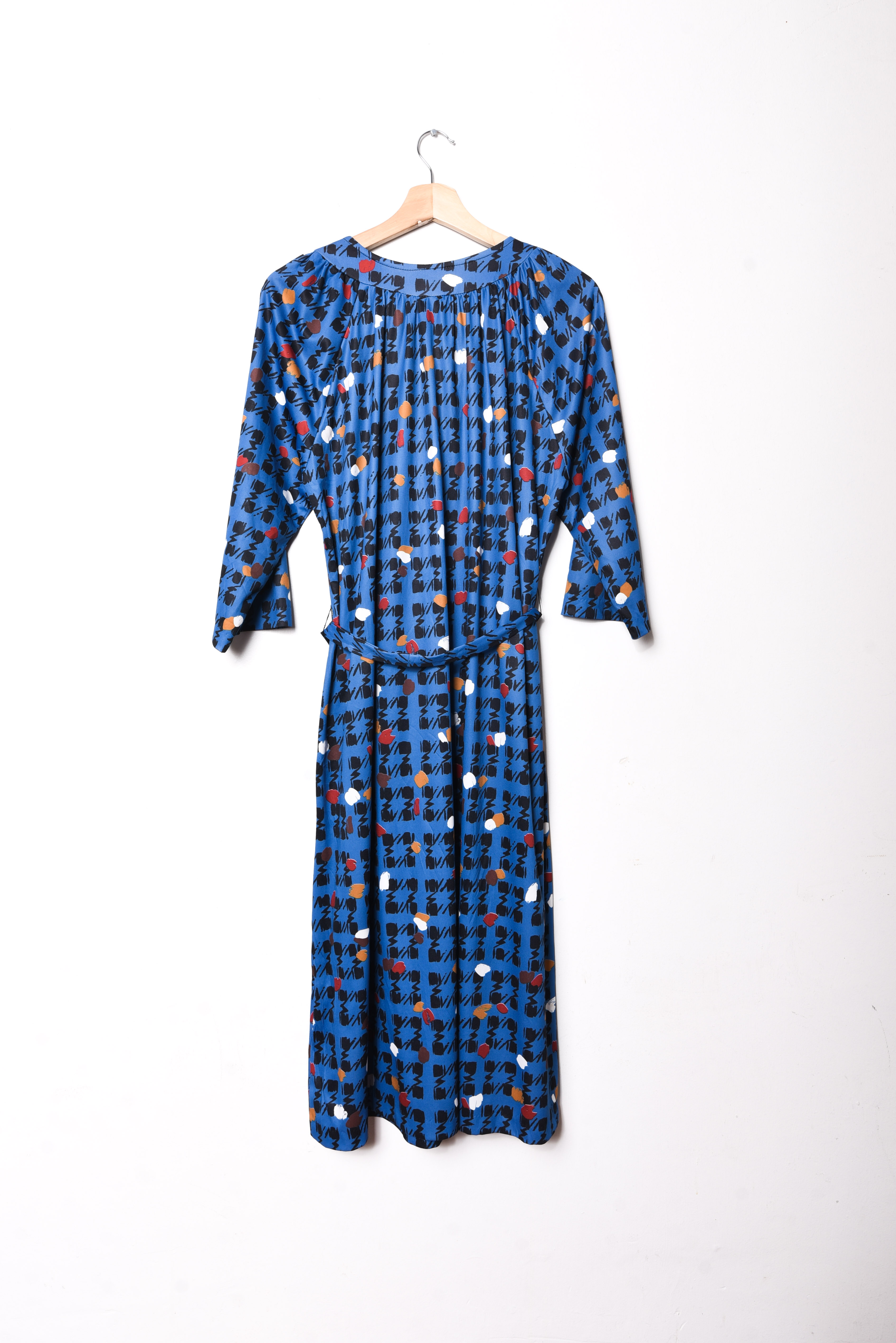 Vestido azulino 80s pata de gallo