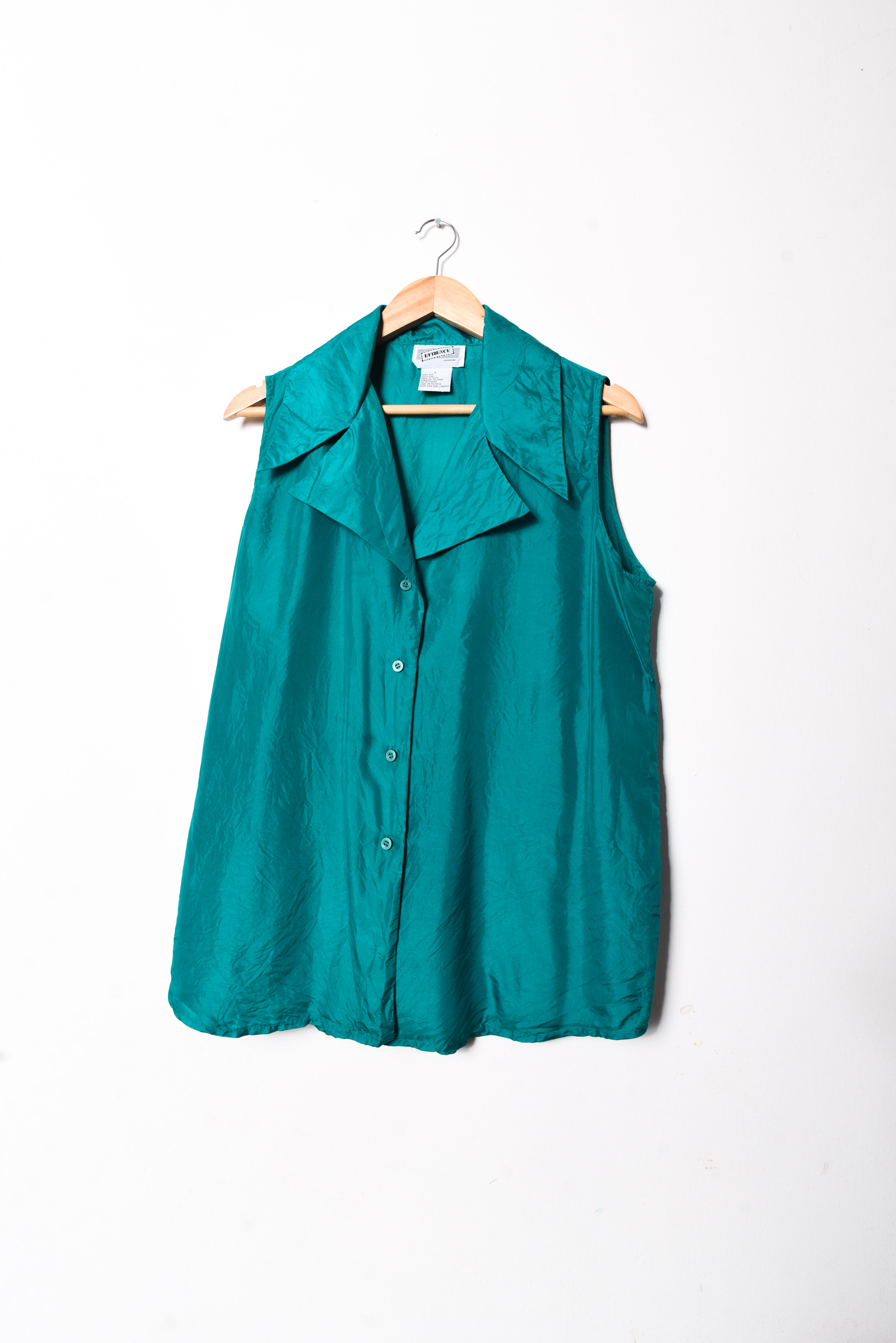 Blusa verde jade seda vntg