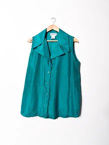 Blusa verde jade seda vntg