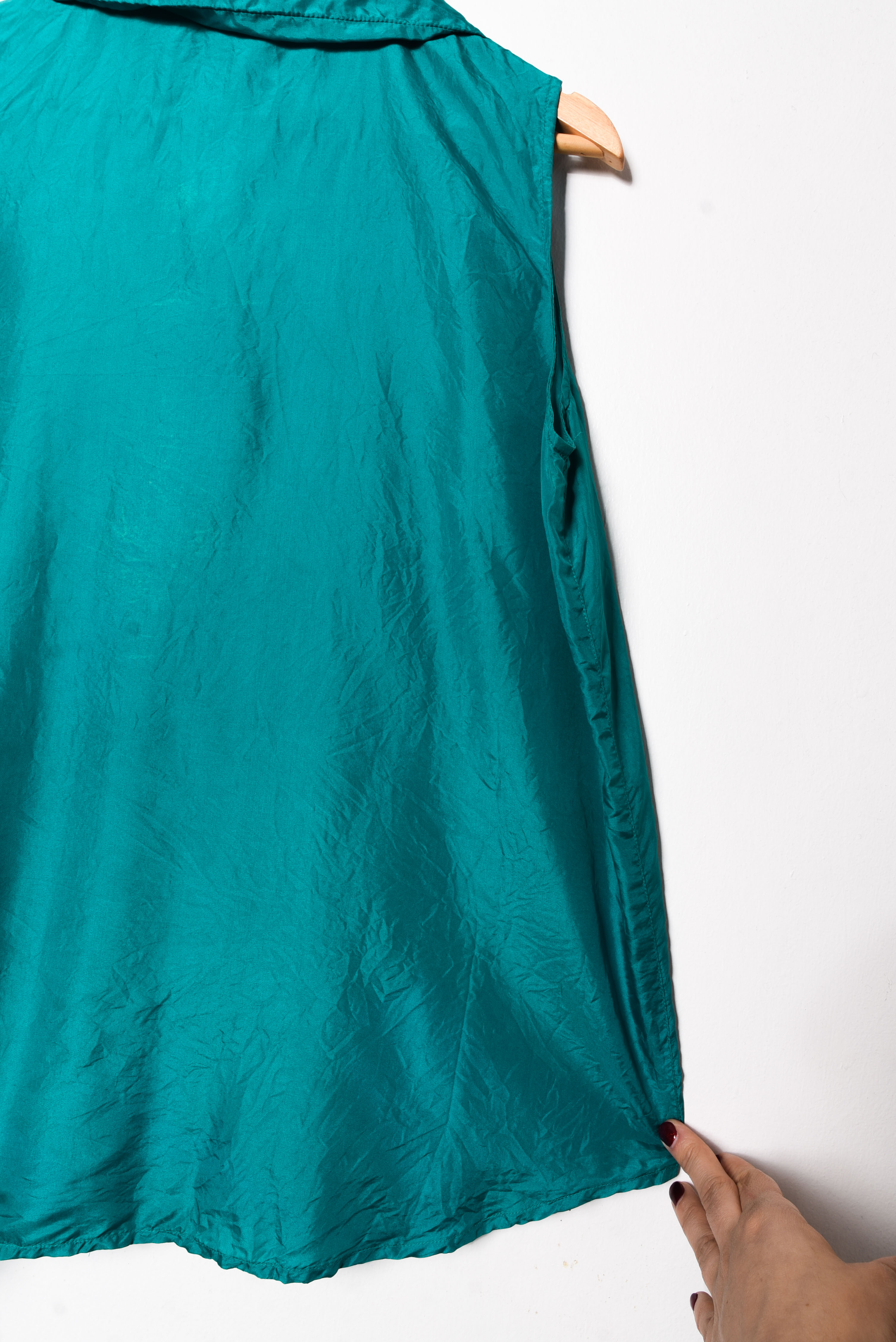 Blusa verde jade seda vntg