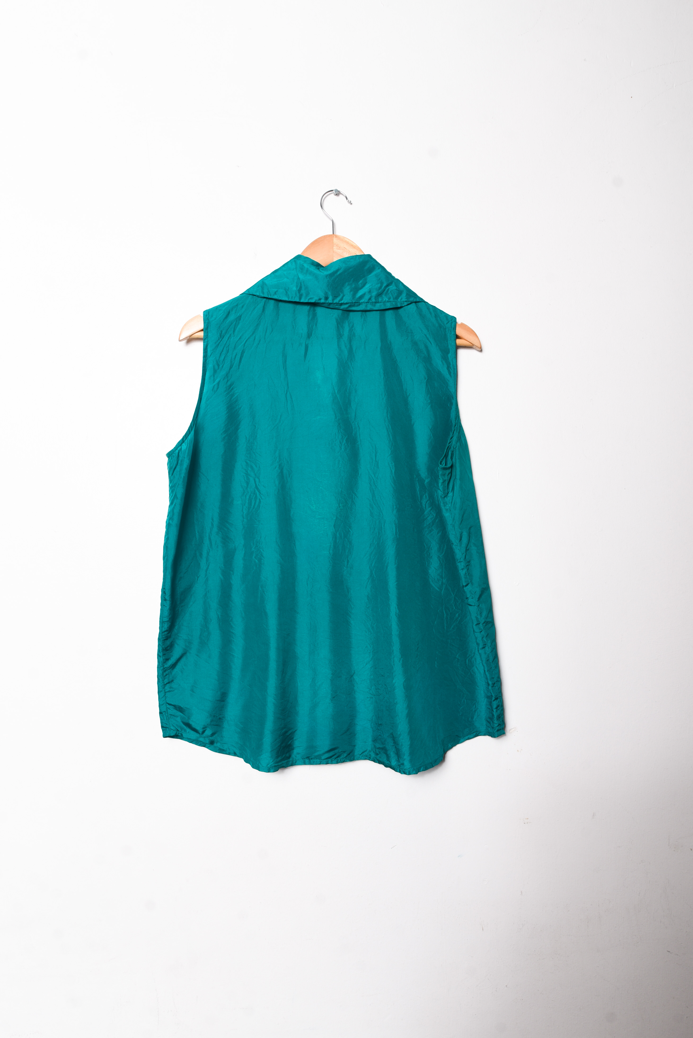 Blusa verde jade seda vntg
