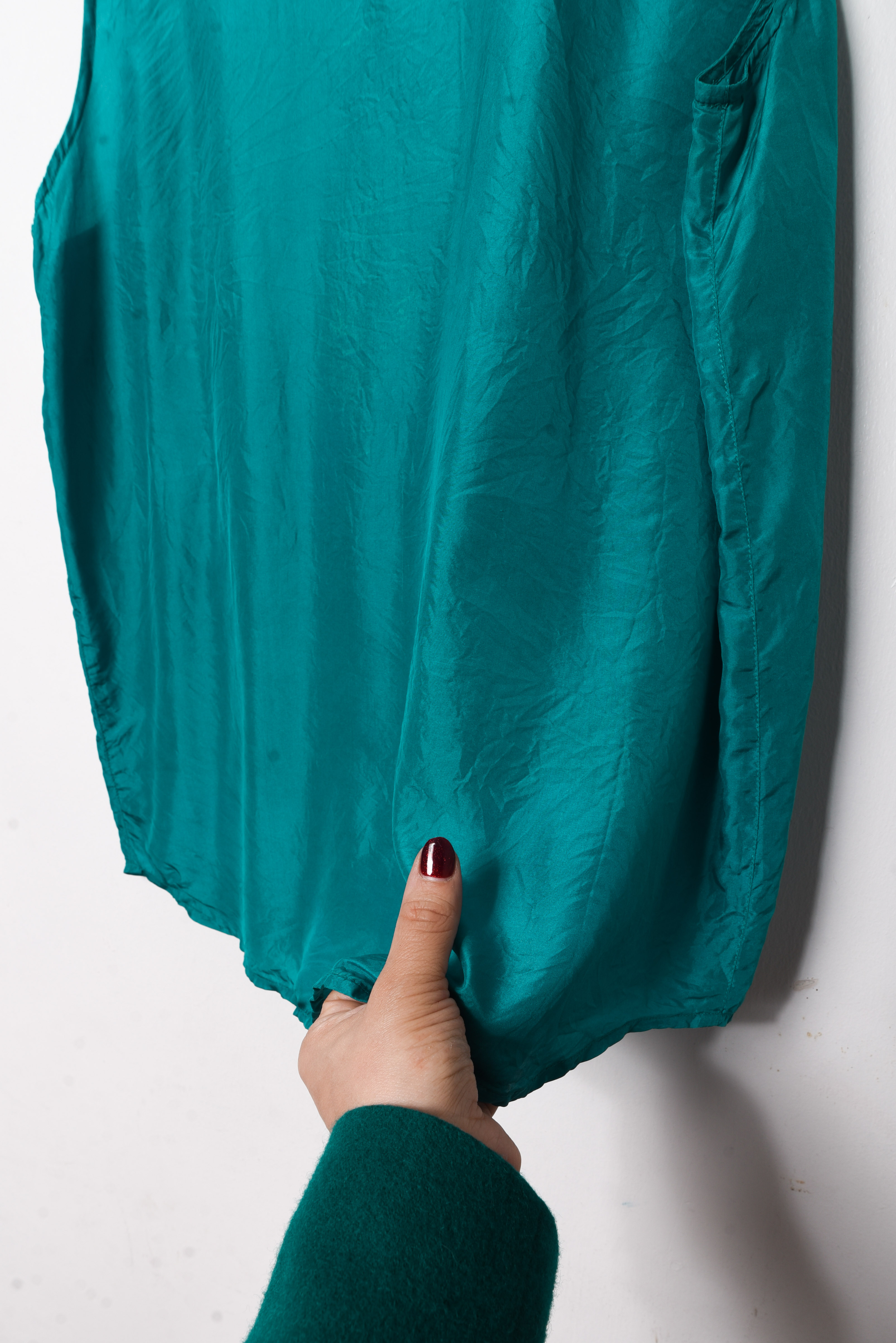 Blusa verde jade seda vntg