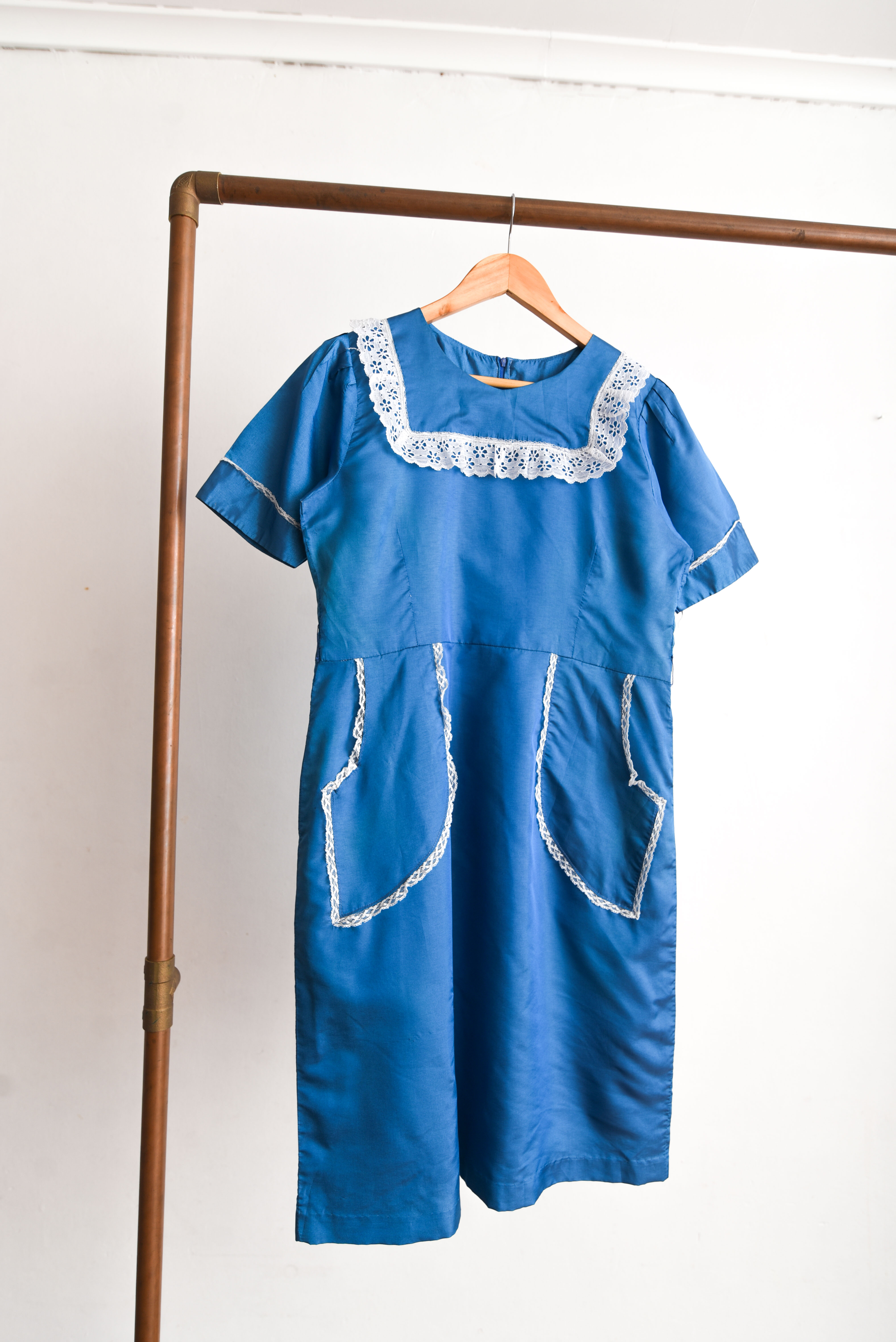 Vestido azulino vintage blonda
