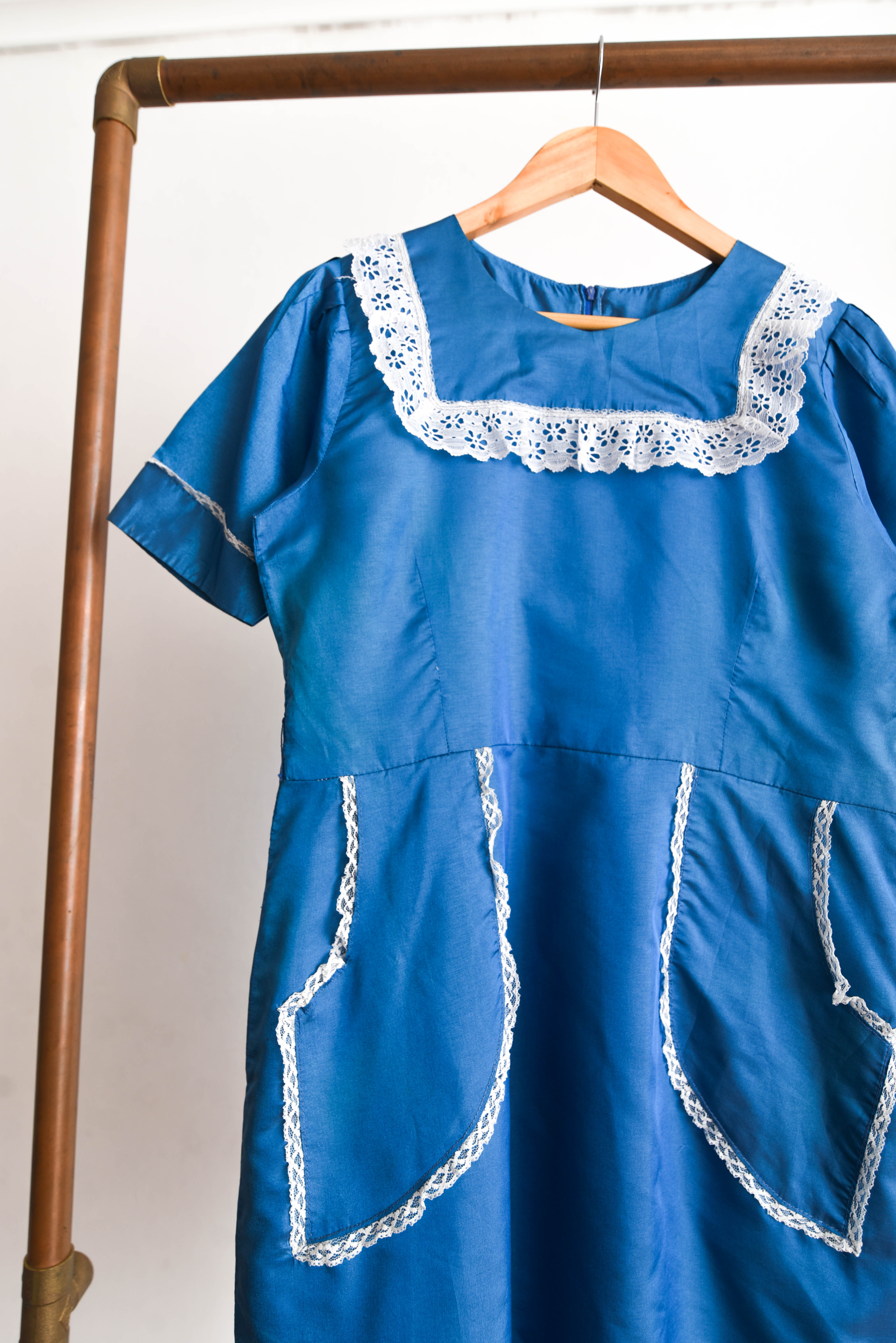 Vestido azulino vintage blonda