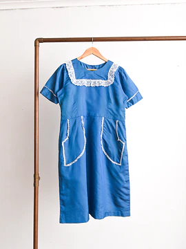 Vestido azulino vintage blonda