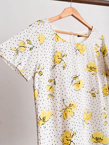 Vestido blanco polka dots floral