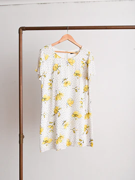 Vestido blanco polka dots floral