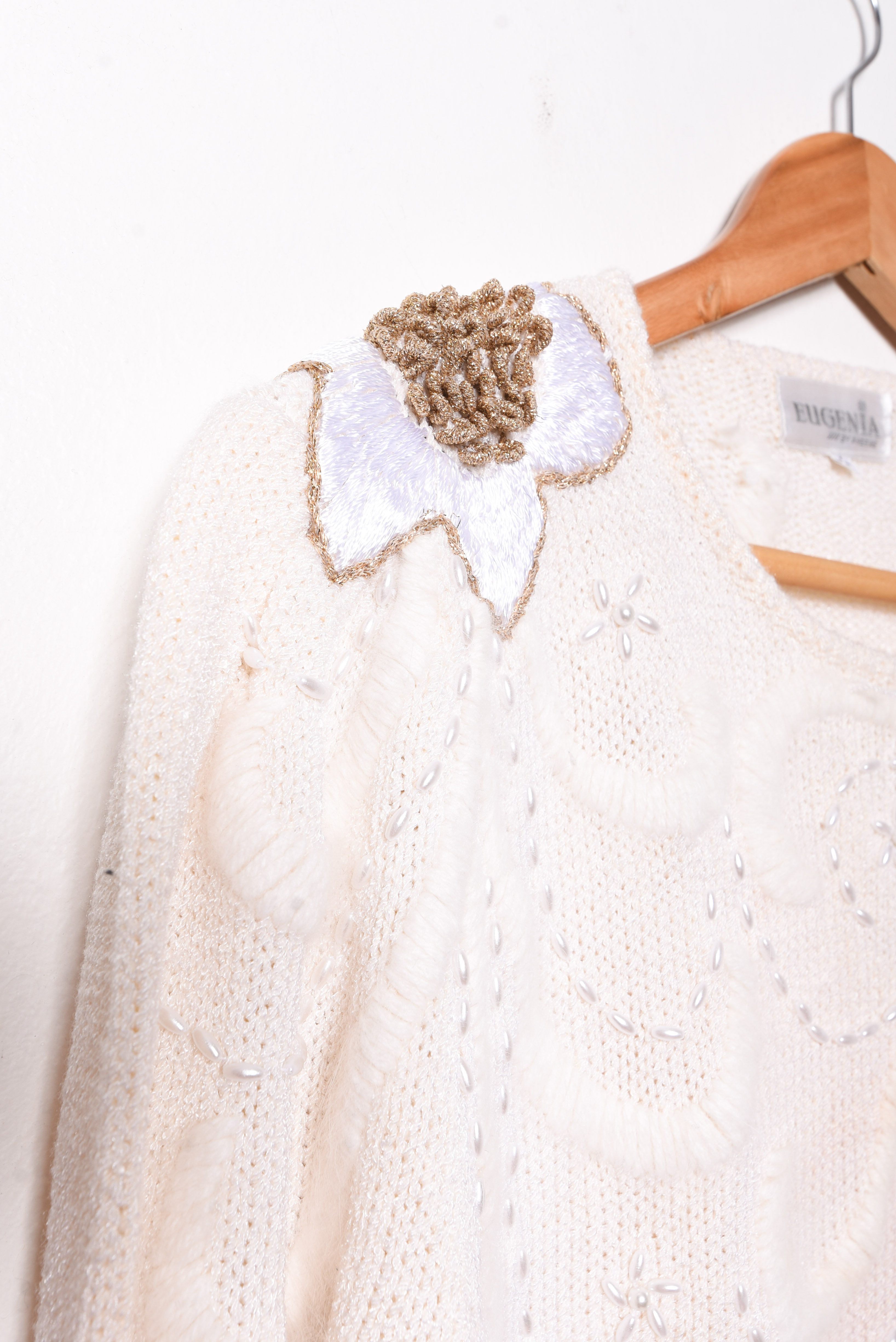 Chaleco marfil bordado vintage 