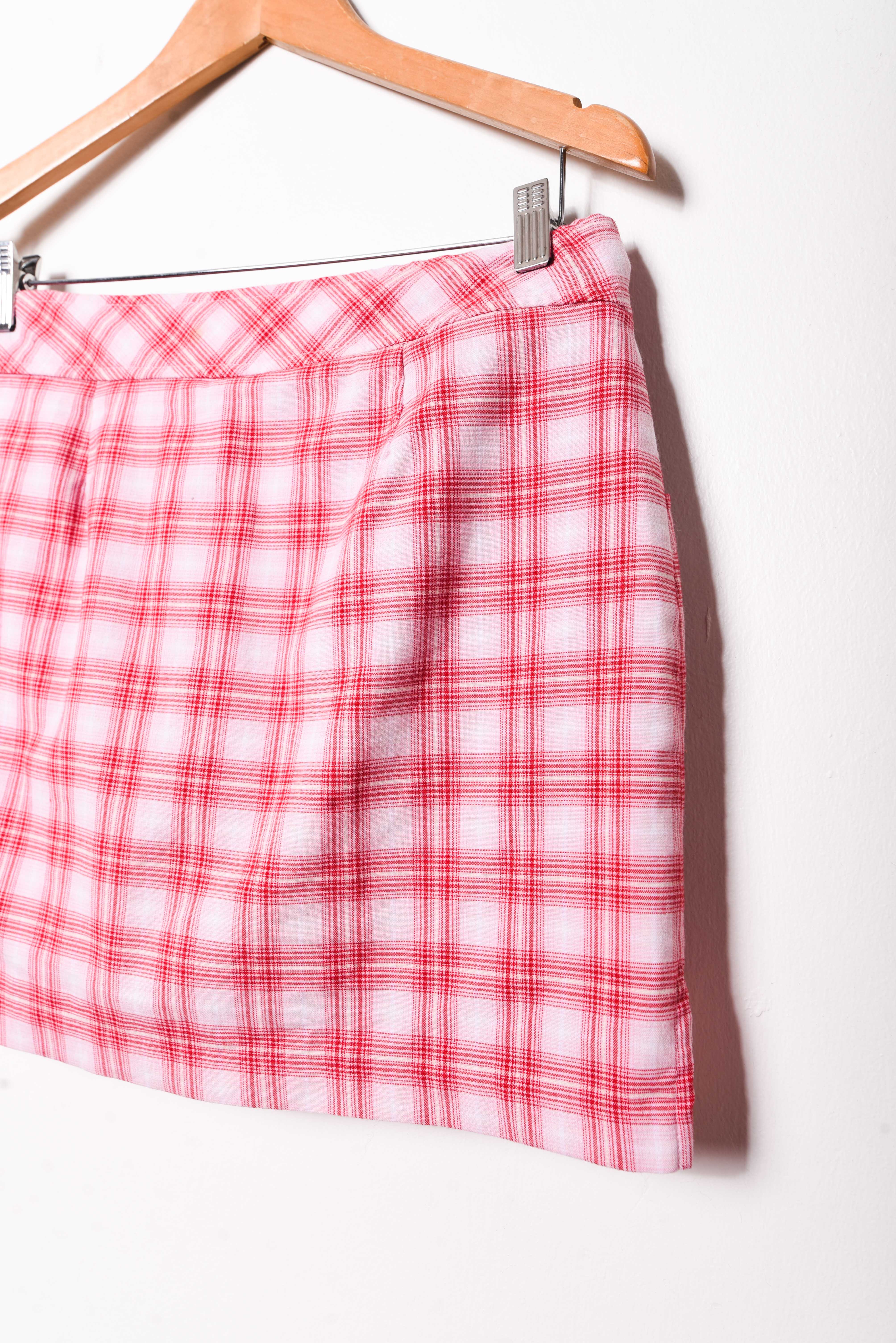 Falda-short pink tartán