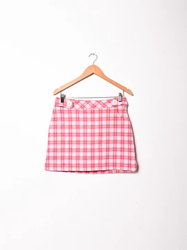 Falda-short pink tartán