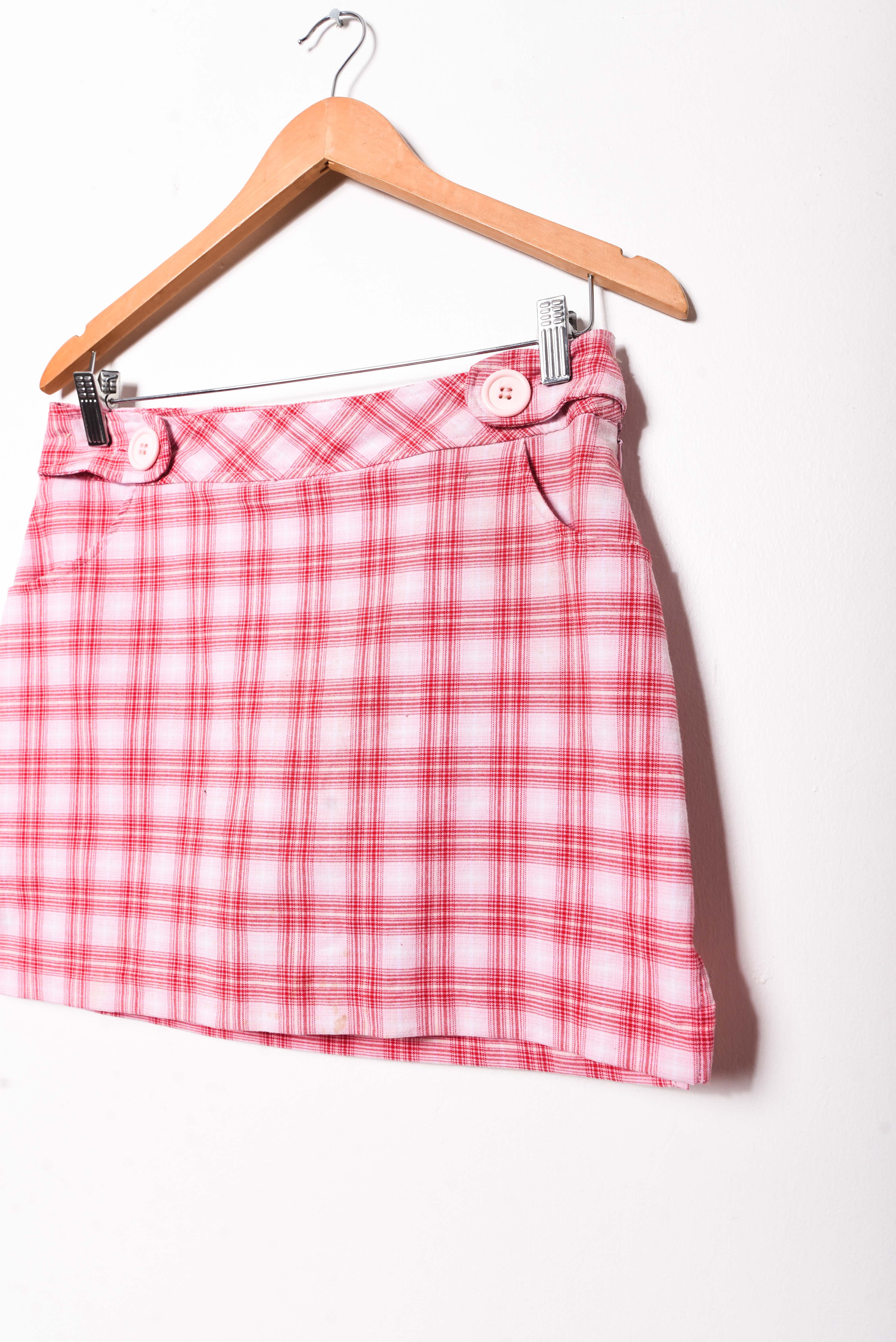 Falda-short pink tartán