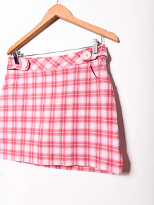 Falda-short pink tartán