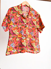 Blusa vintage handmade tropical