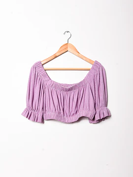 Croptop off shoulder gingham lila