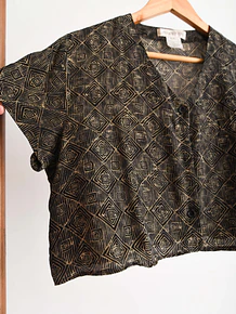 Blusa 90s cafe y negro silk