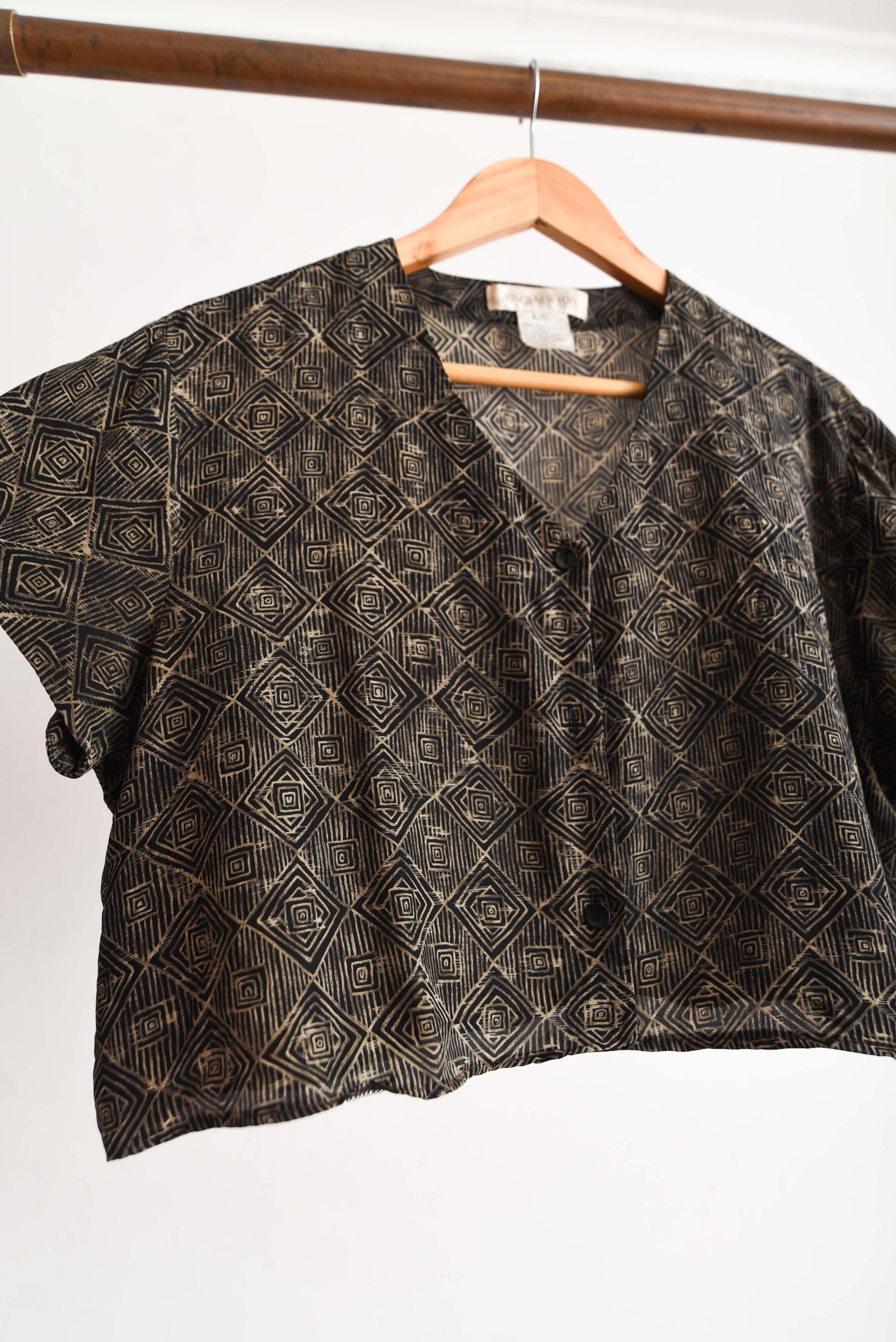 Blusa 90s cafe y negro silk