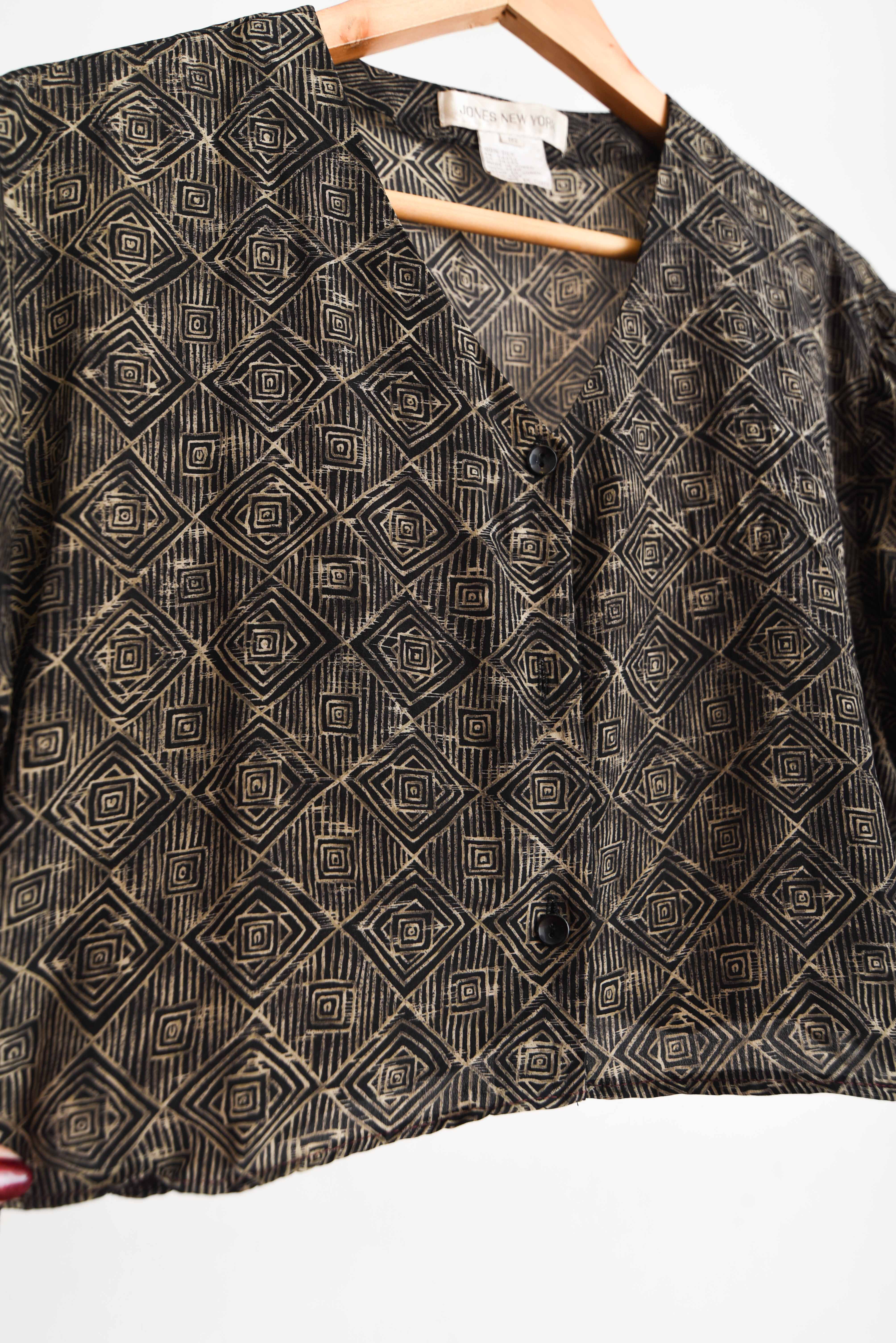 Blusa 90s cafe y negro silk