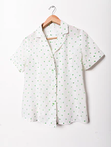 Blusa blanca polka dots green vntg