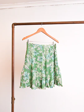 Falda verde seda floral