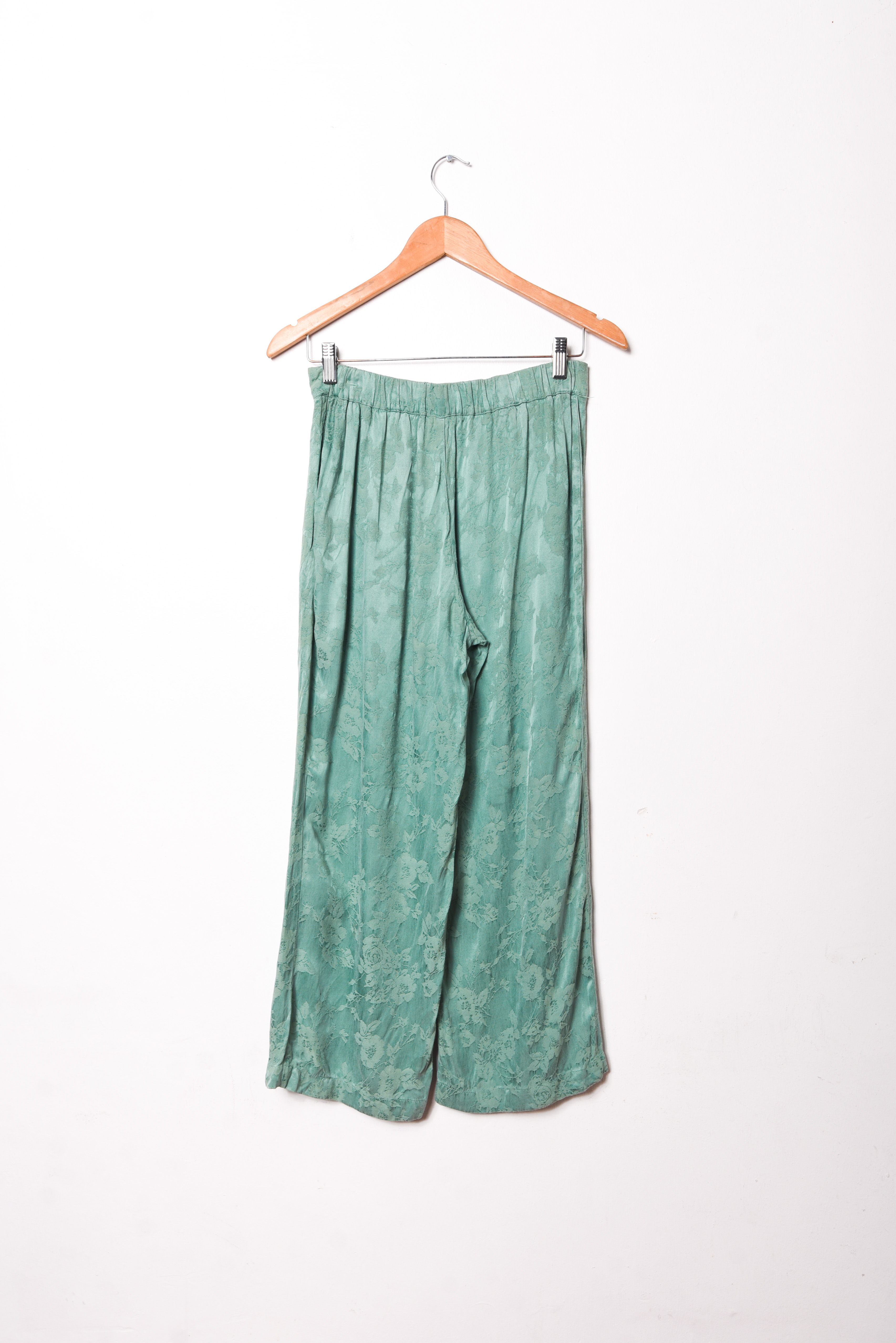 Pantalón verde brocato satín