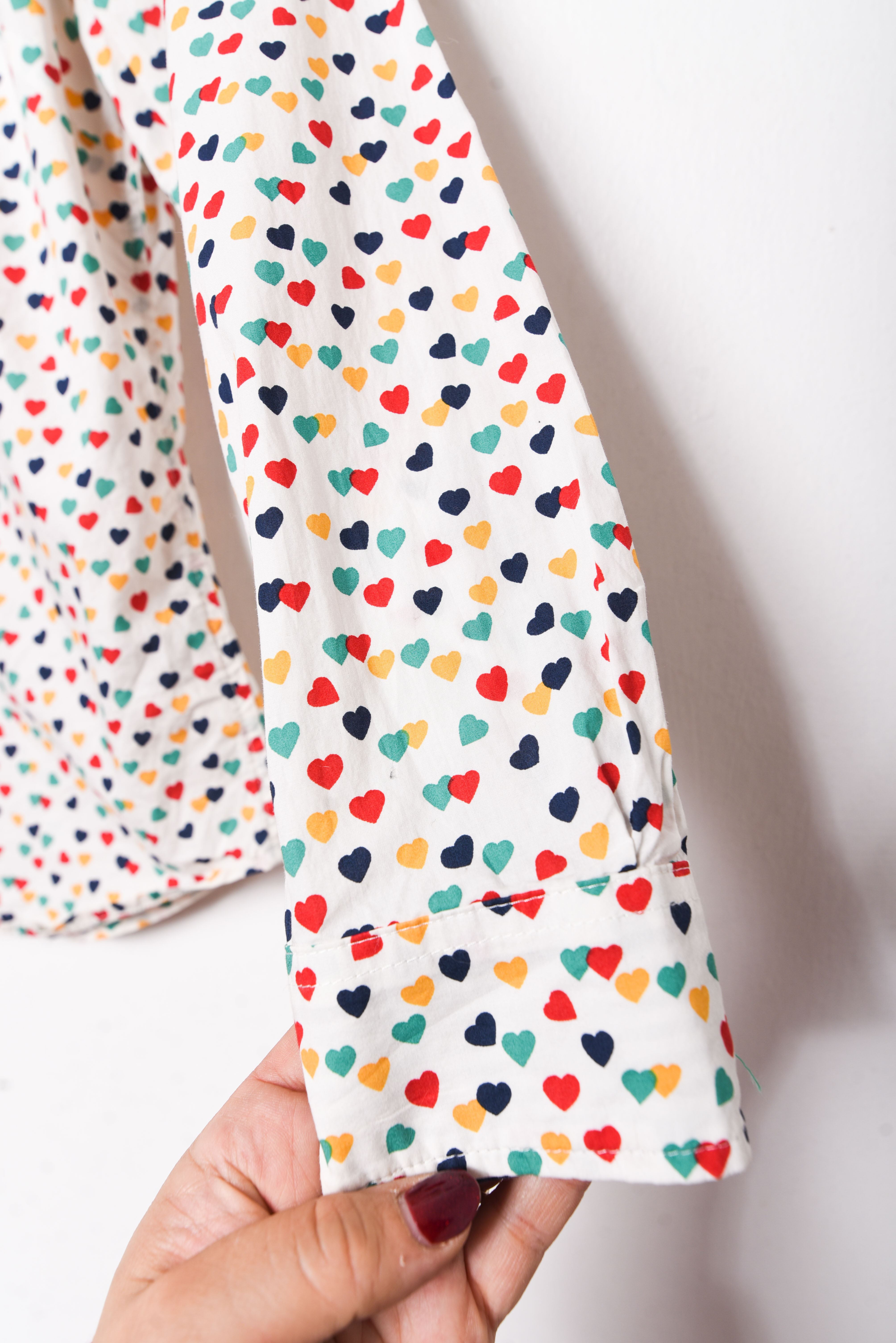Camisa marfil corazones algodón