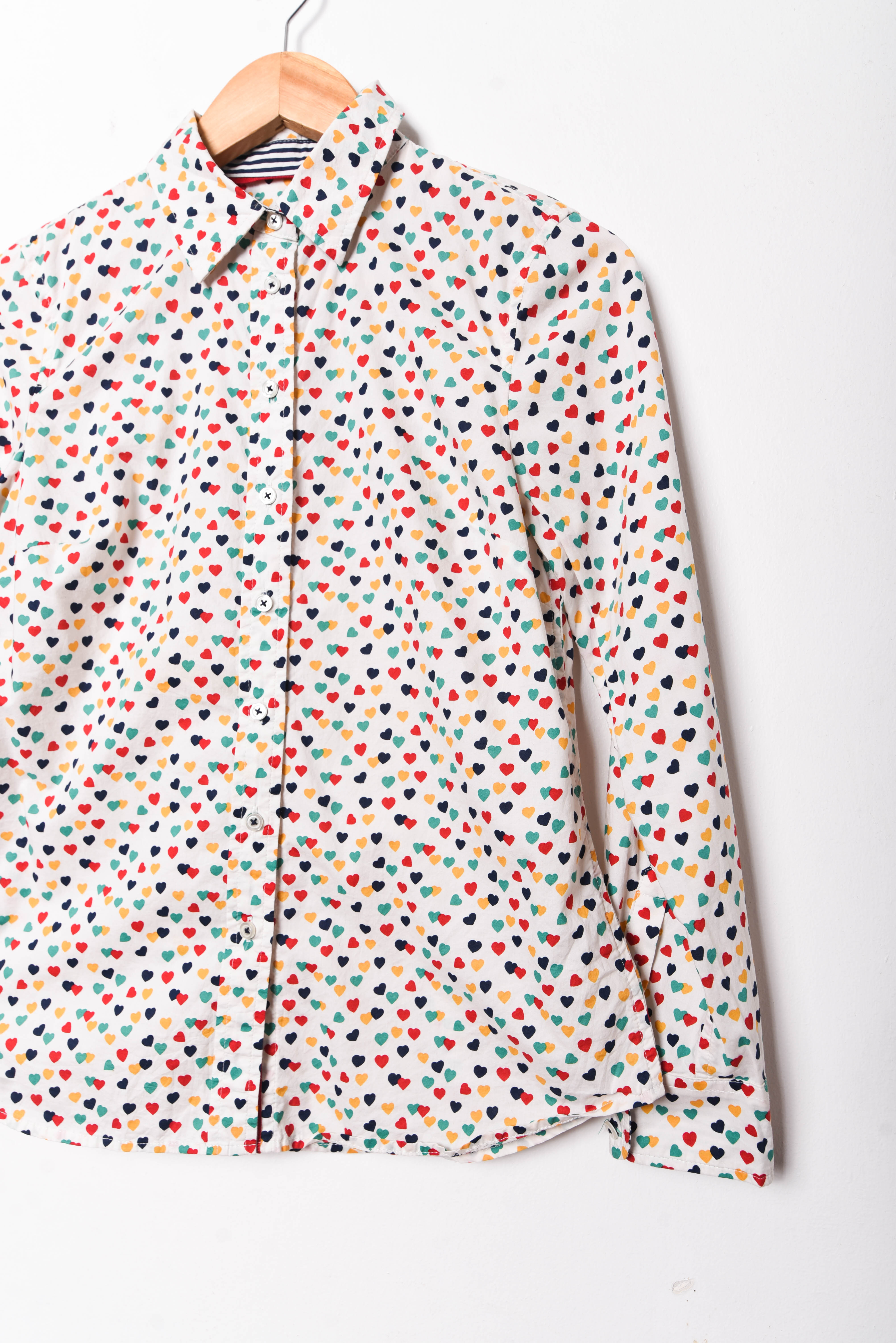 Camisa marfil corazones algodón