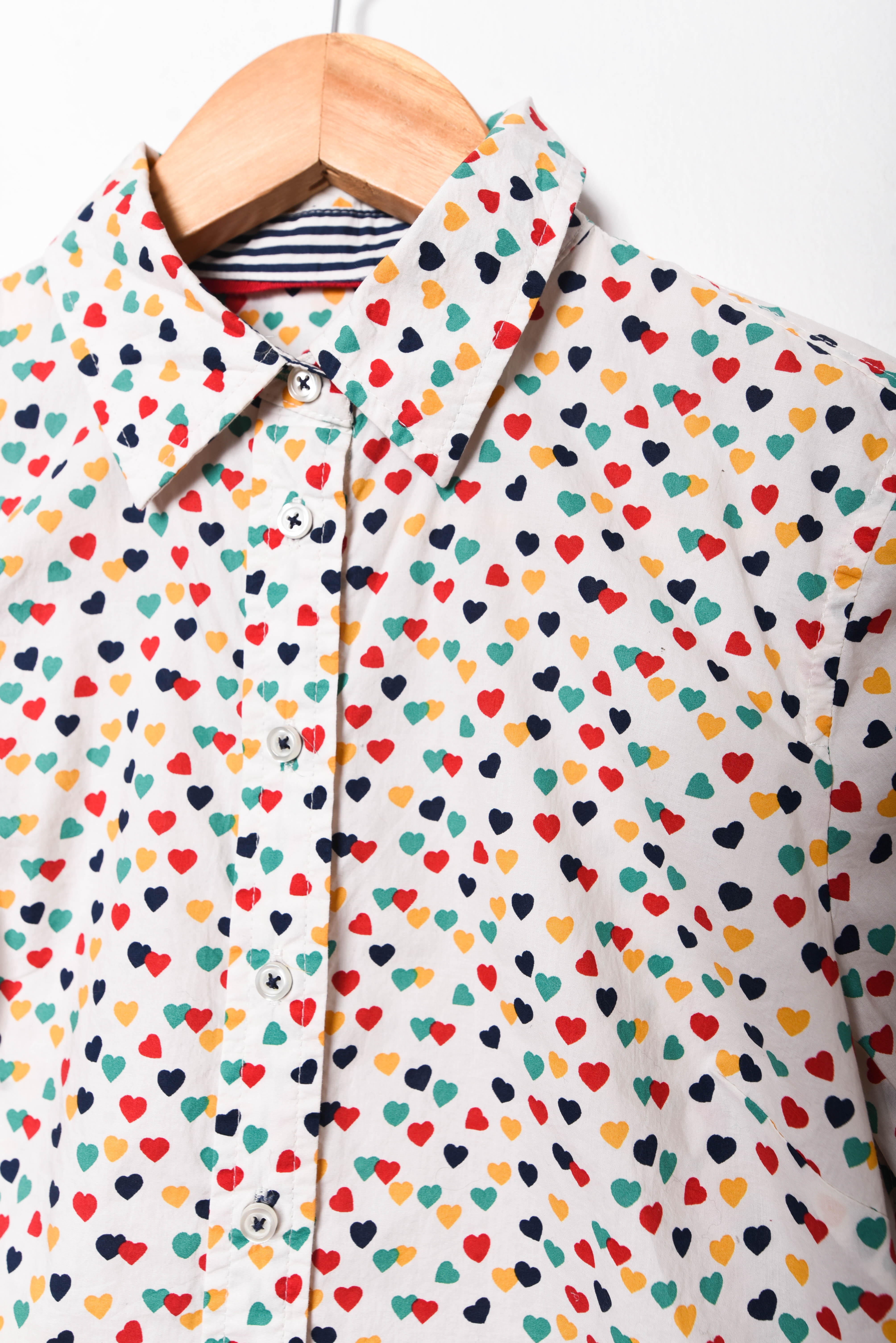 Camisa marfil corazones algodón