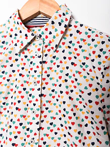 Camisa marfil corazones algodón