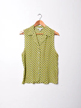 Blusa seda cuadritos green