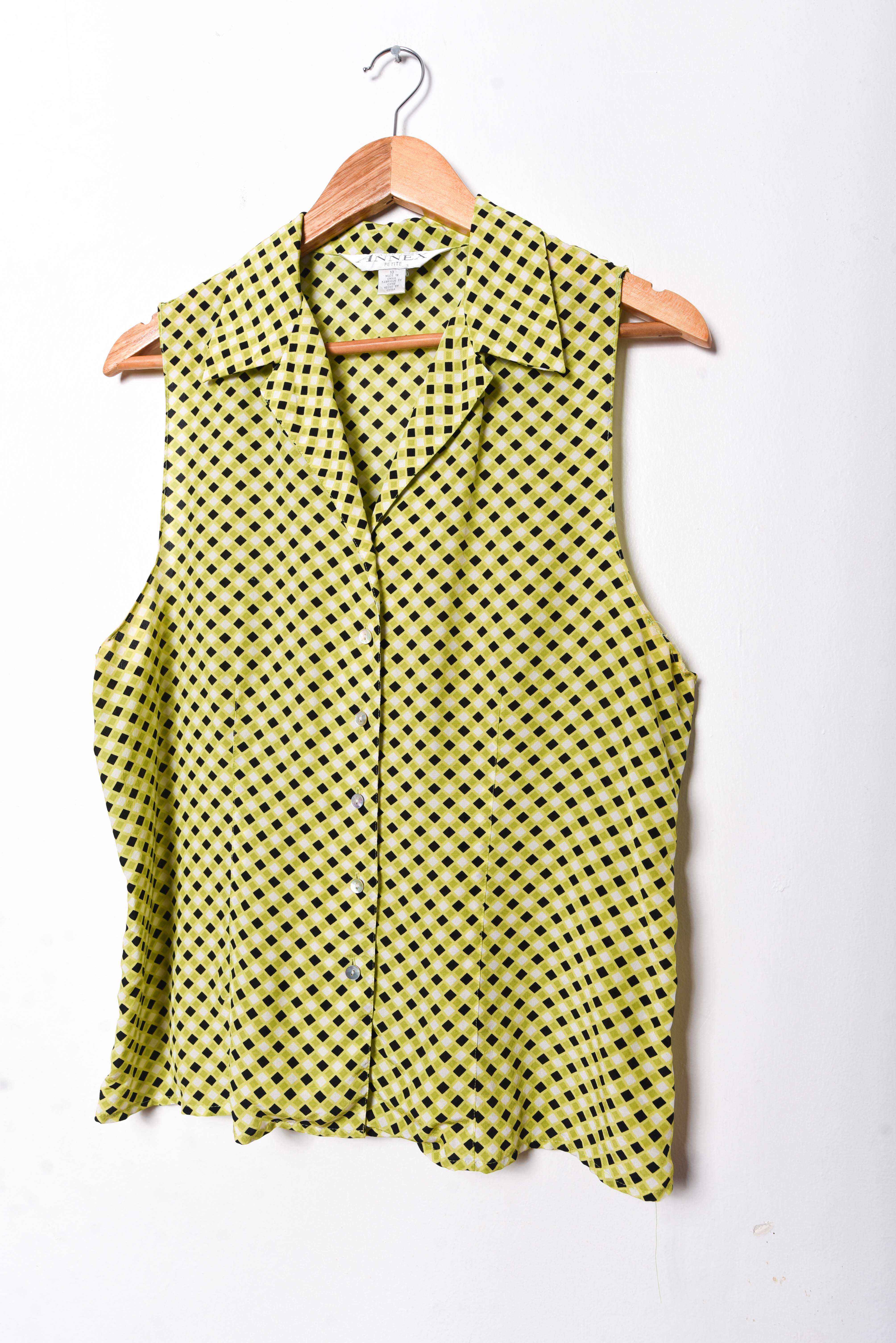Blusa seda cuadritos green