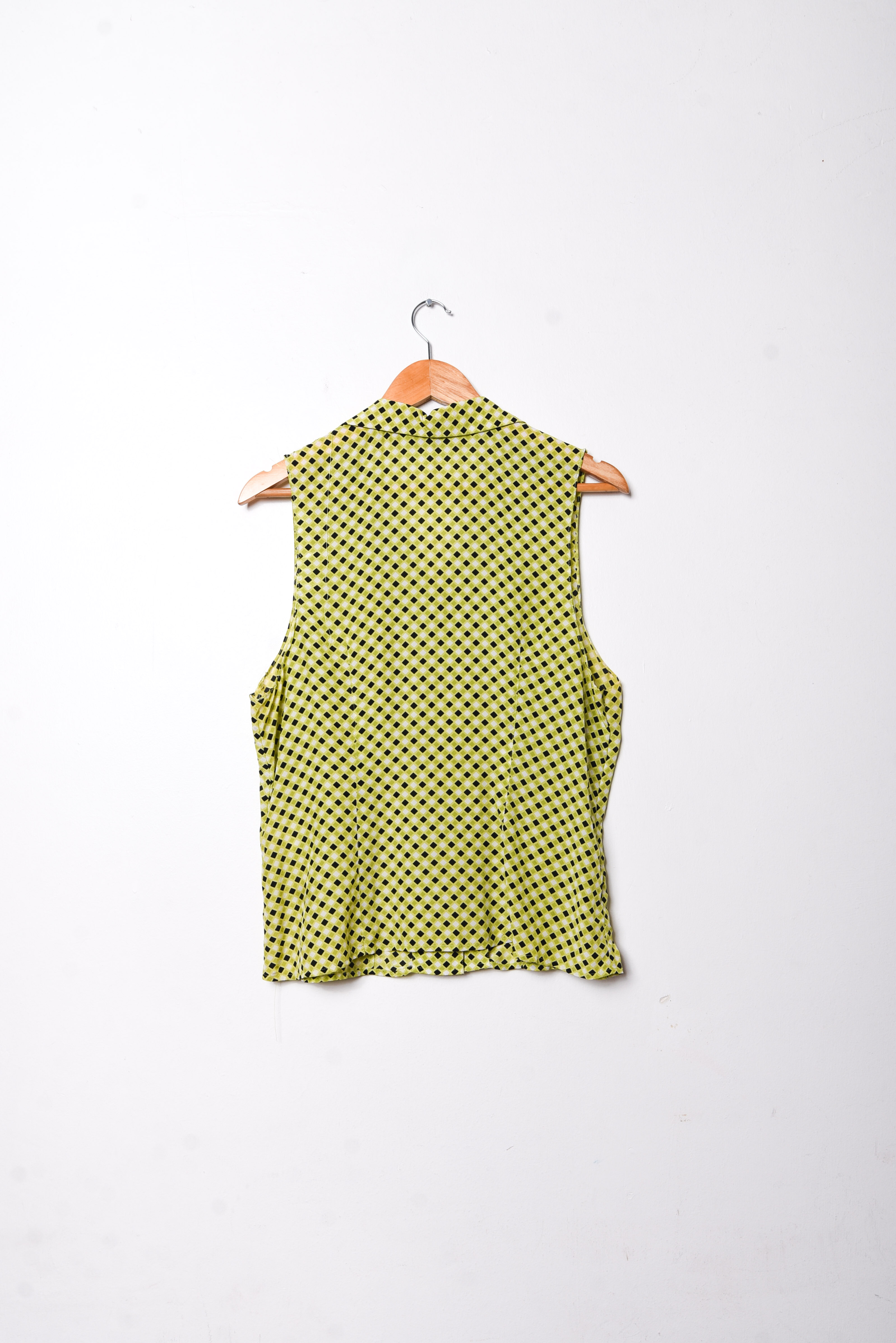 Blusa seda cuadritos green