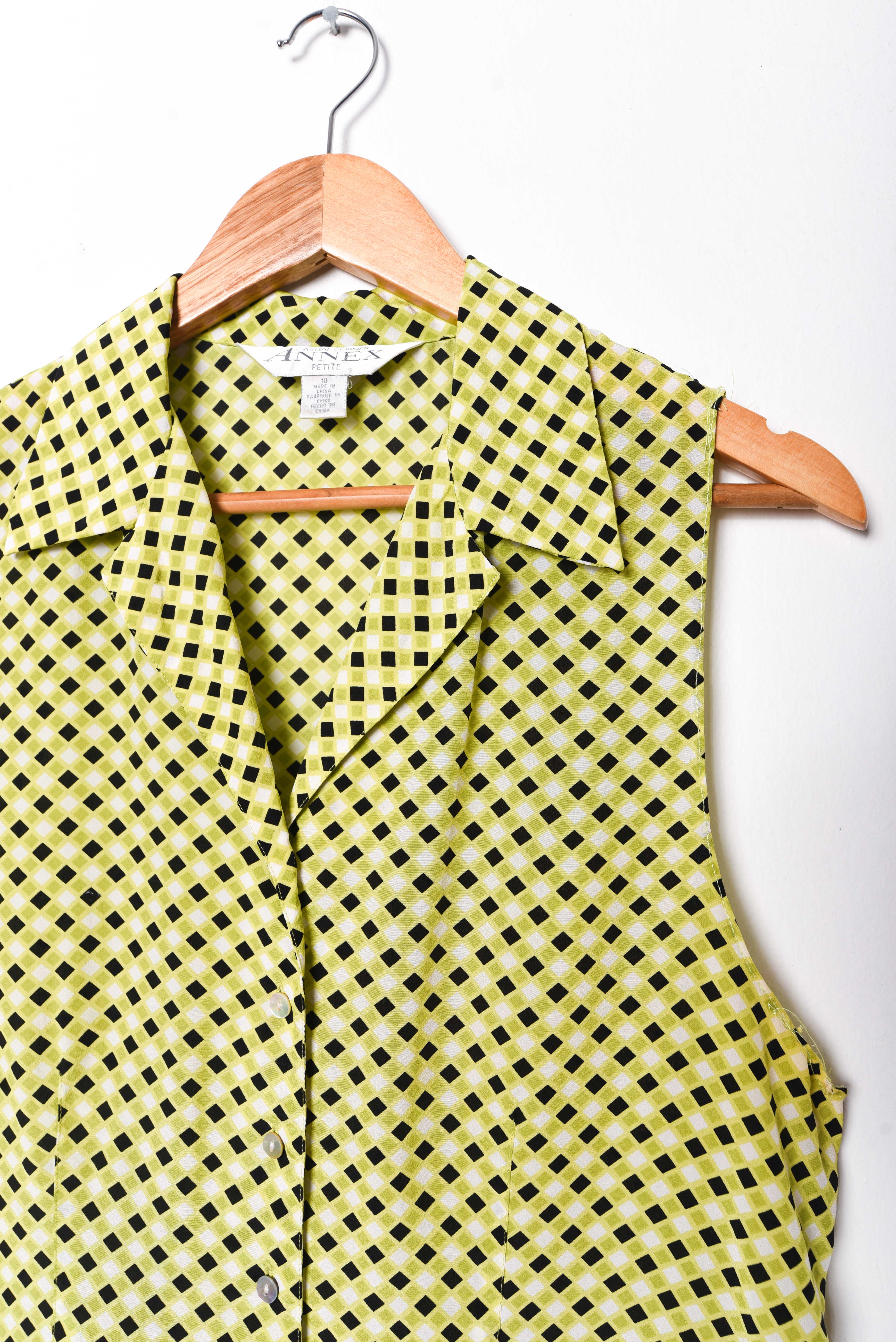 Blusa seda cuadritos green
