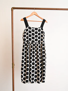 Vestido lino lunares b&w