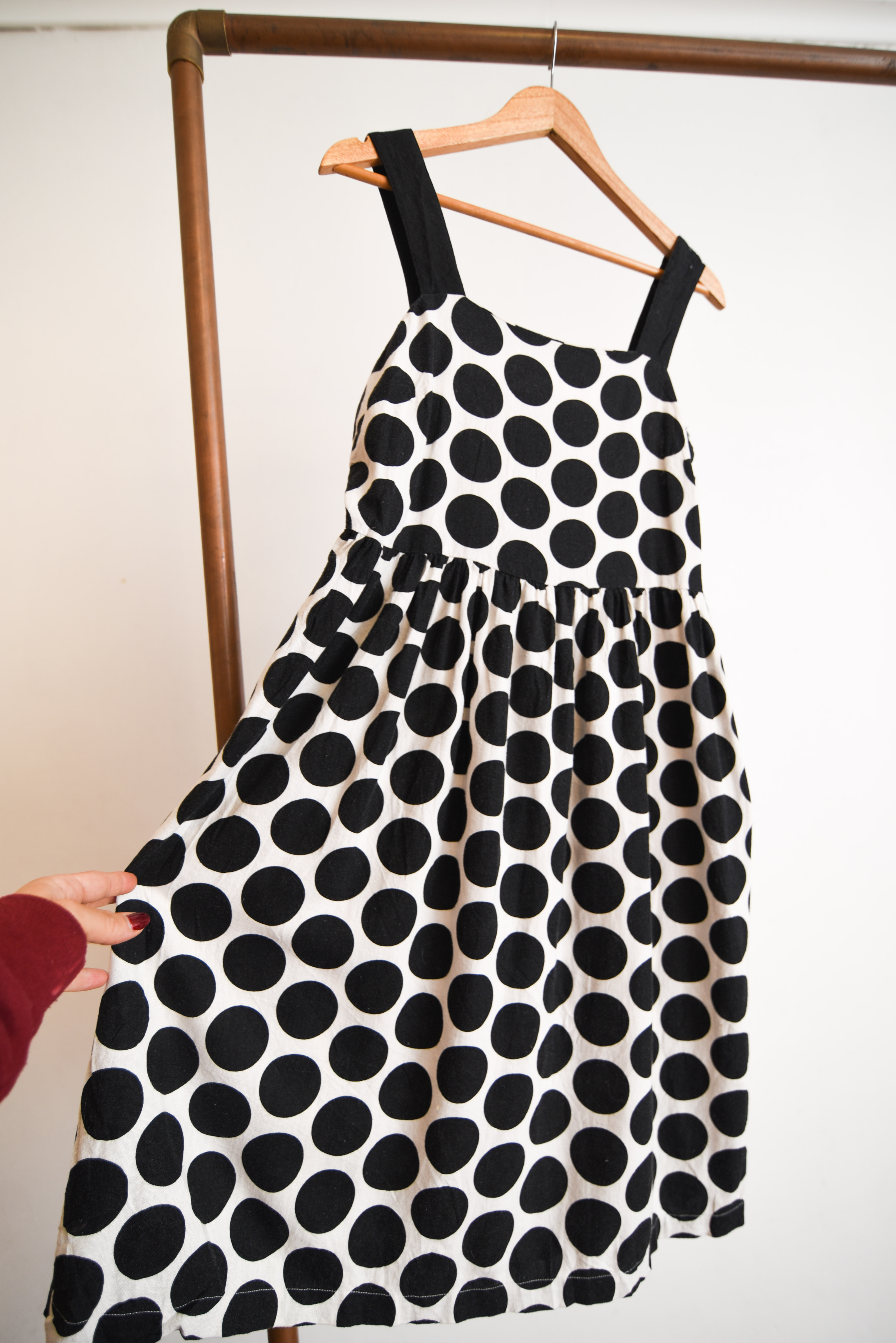 Vestido lino lunares b&w