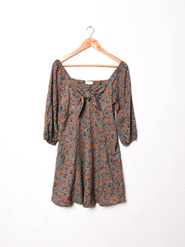 Vestido granate floral nudo