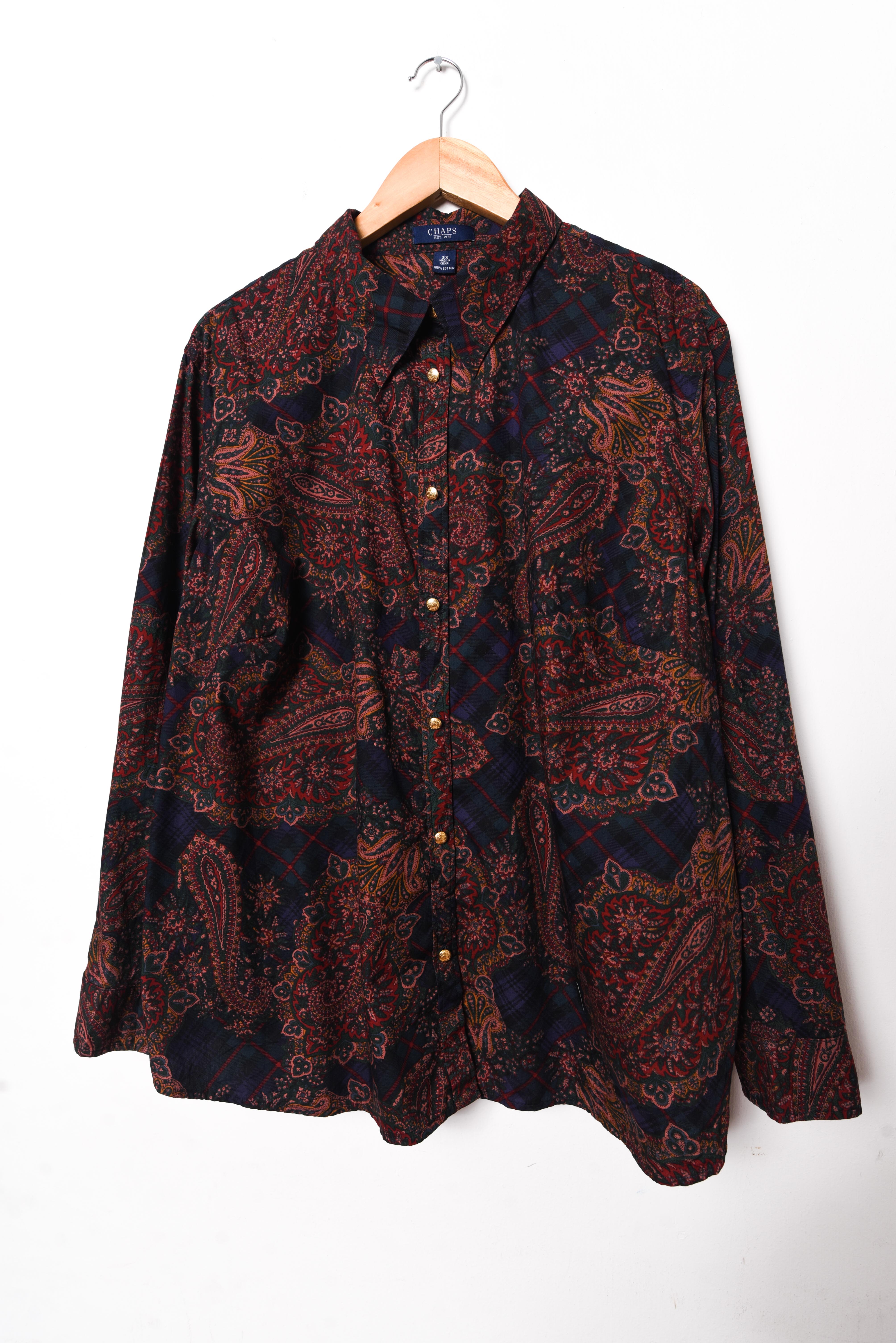 Camisa dark paisley algodón plus size