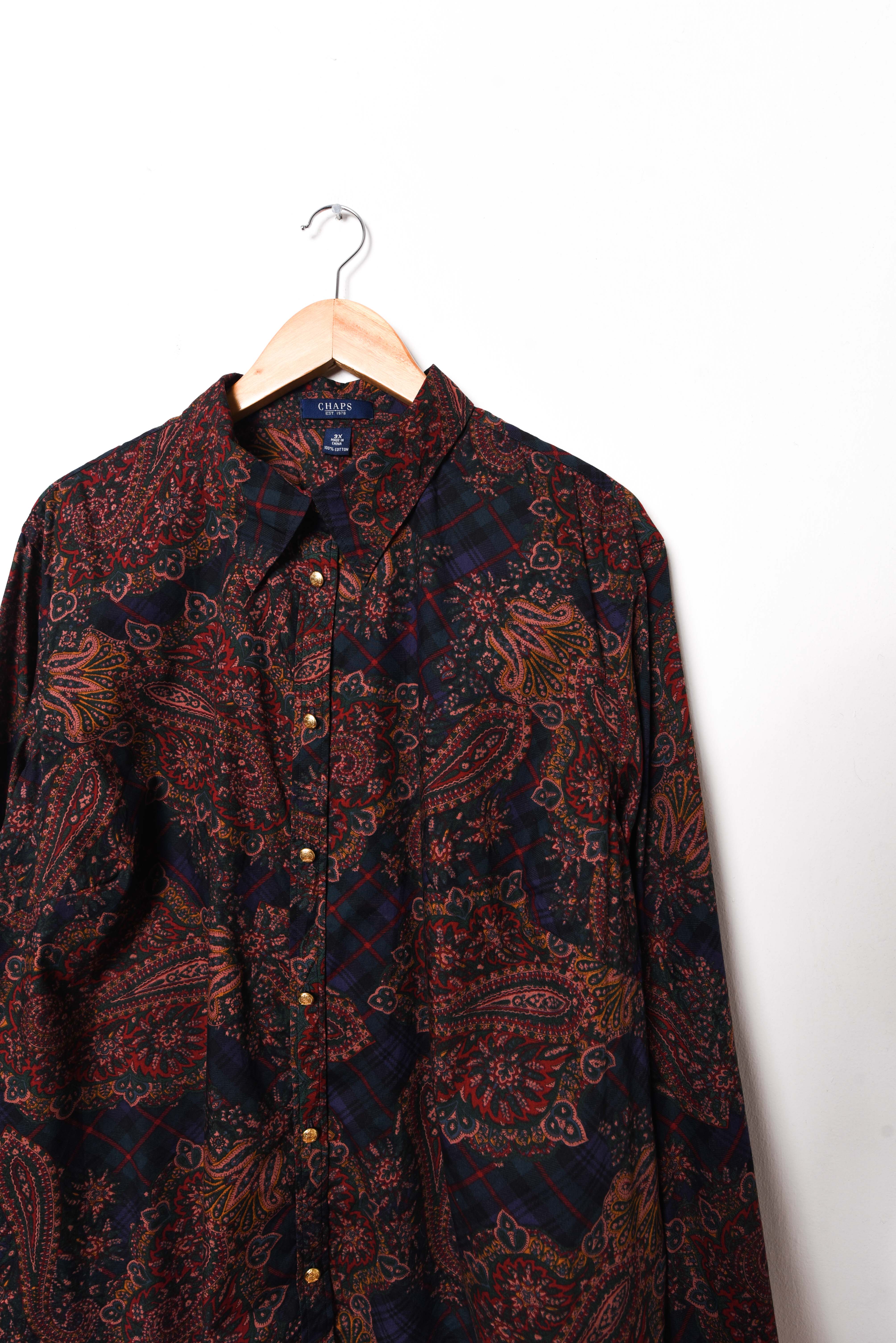 Camisa dark paisley algodón plus size