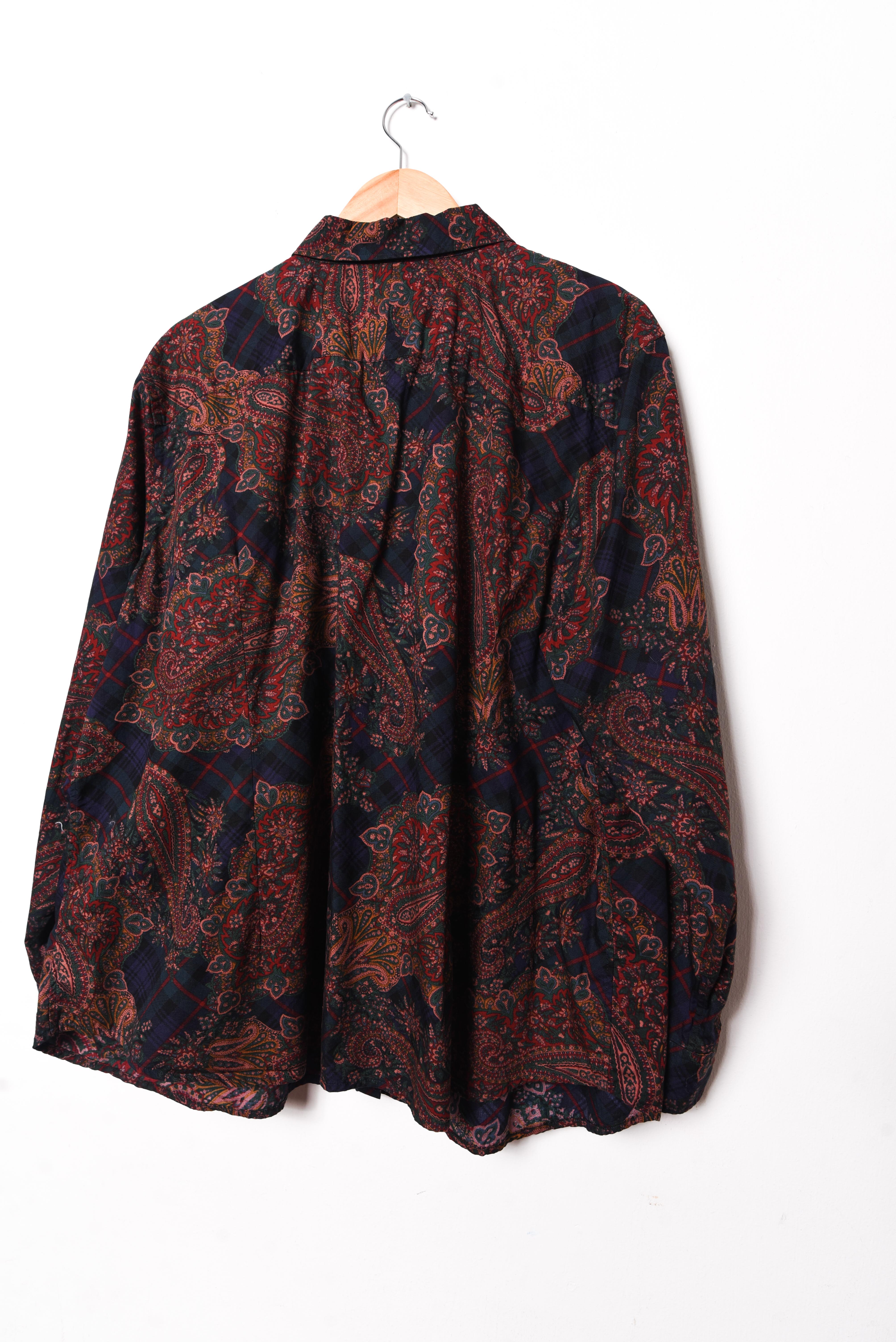 Camisa dark paisley algodón plus size